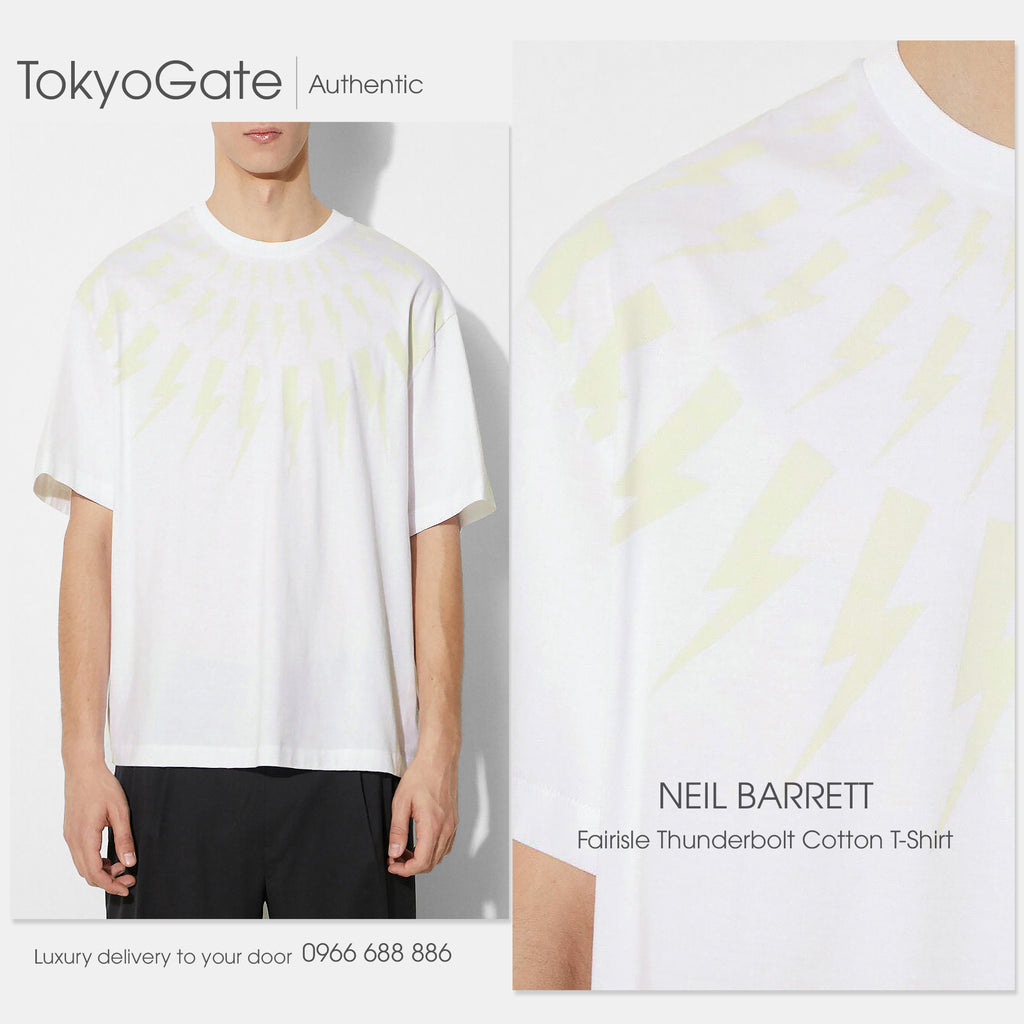 Áo phông Neil Barrett Fair-Isle Thunderbolt T-Shirt White/Chalk Slim
