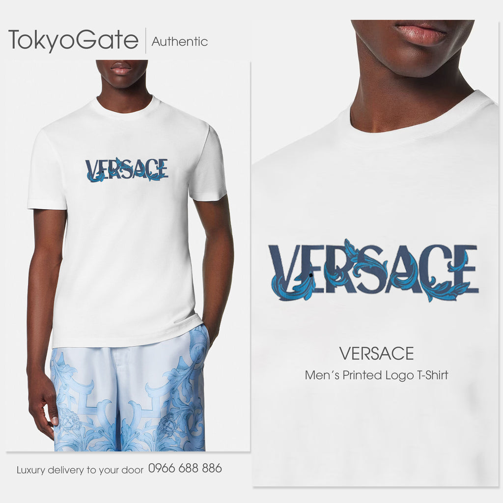 Áo phông Versace 1014427 1A16040 In White Regular Fit