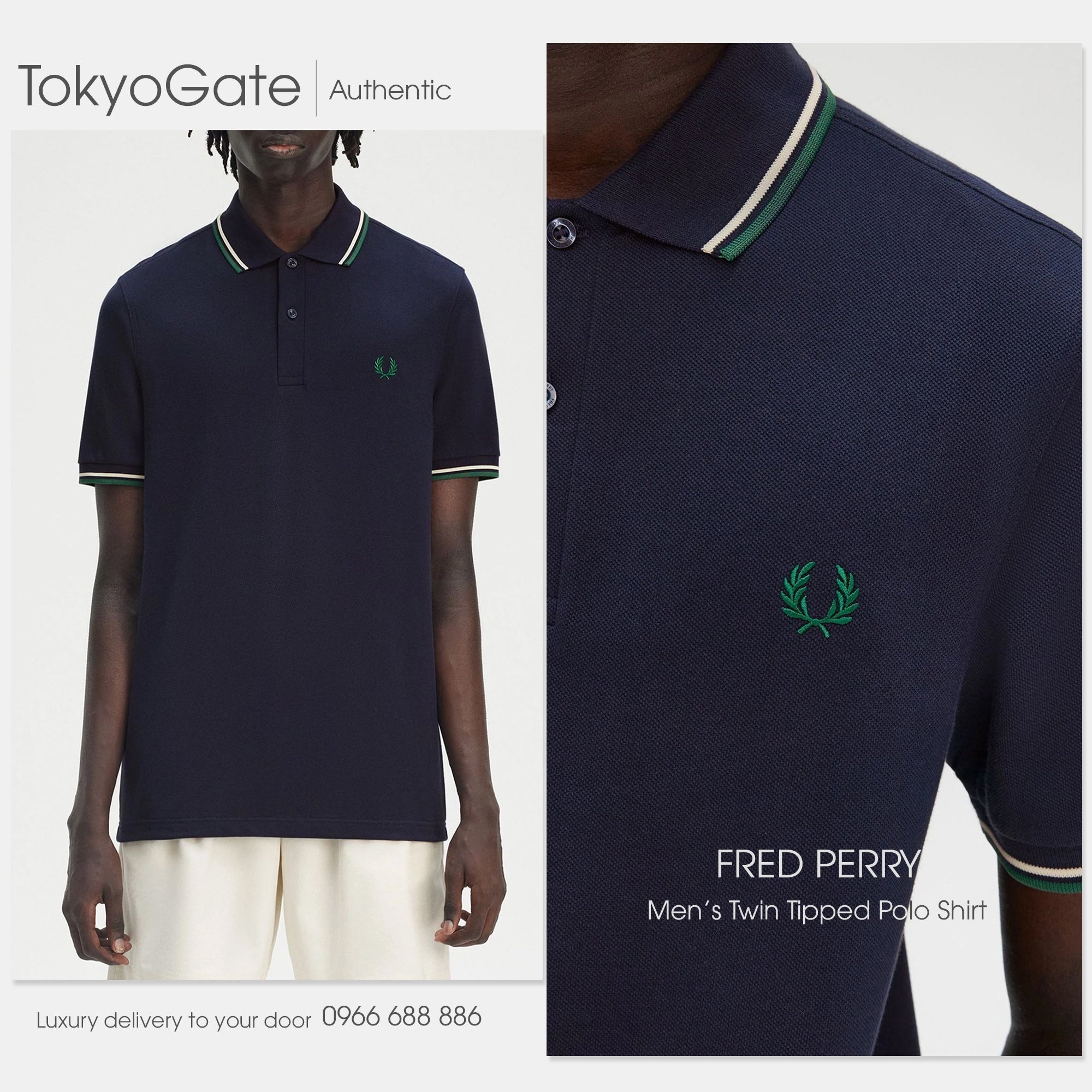Áo polo Fred Perry M3600 Y30 Twin Tipped Polo Shirt In Navy