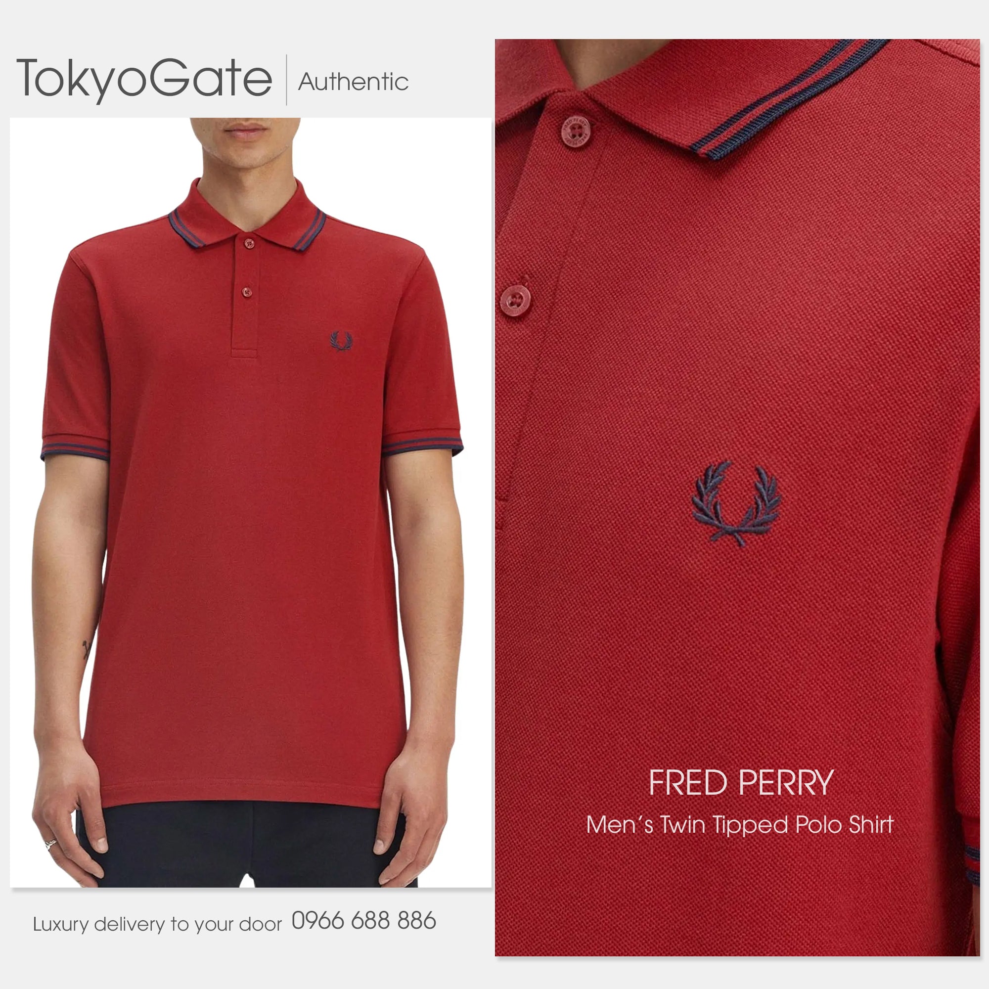 Áo polo Fred Perry M3600 Y35 Twin Tipped Polo Shirt In Red