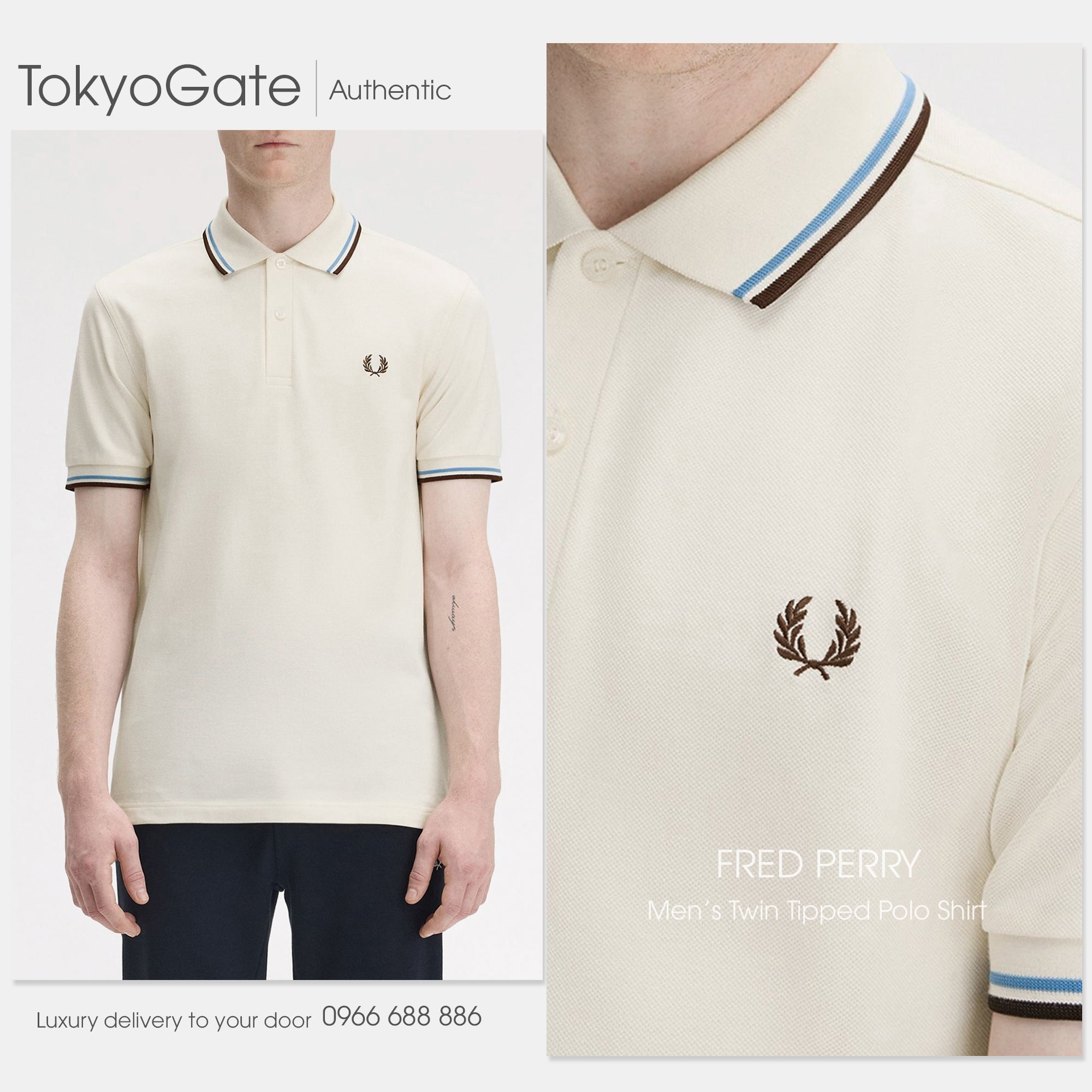 Áo polo Fred Perry M3600 Z46 Twin Tipped Polo Shirt In Light Yellow