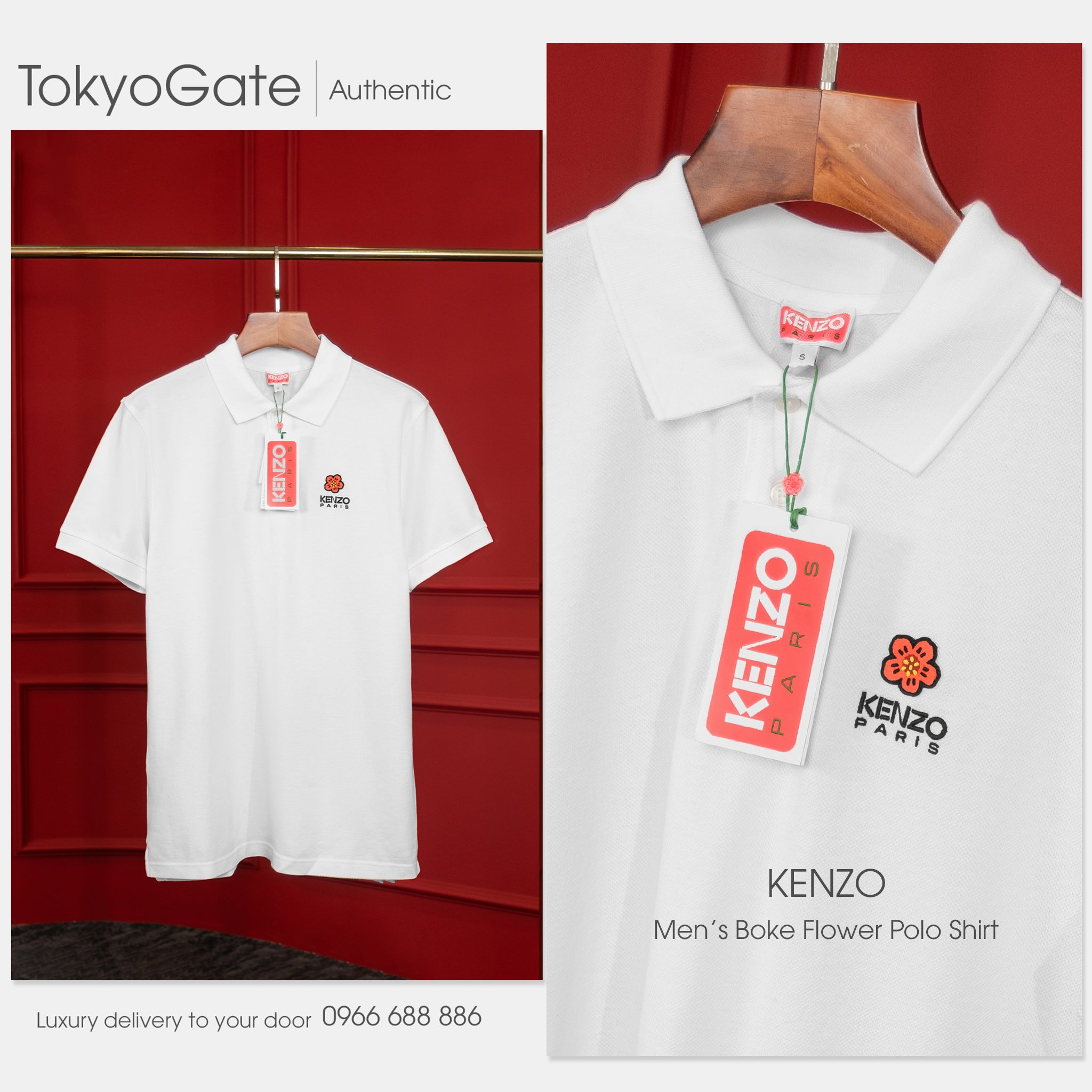 Áo polo Kenzo PFC65PO0024PU01 Boke Flower In White