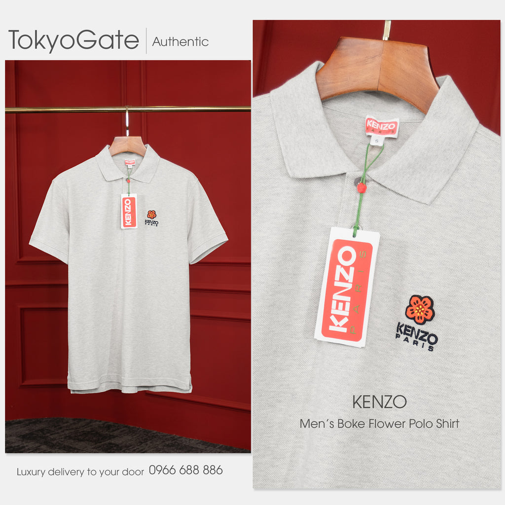 Áo polo Kenzo PFC65PO0024PU93 Boke Flower In Grey Regular Fit