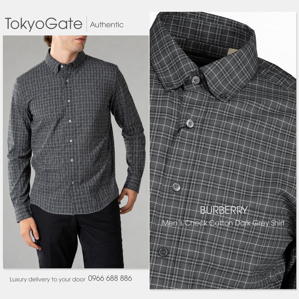 Áo sơ mi Burberry 8004027 Jameson Dark Grey Slim Fit