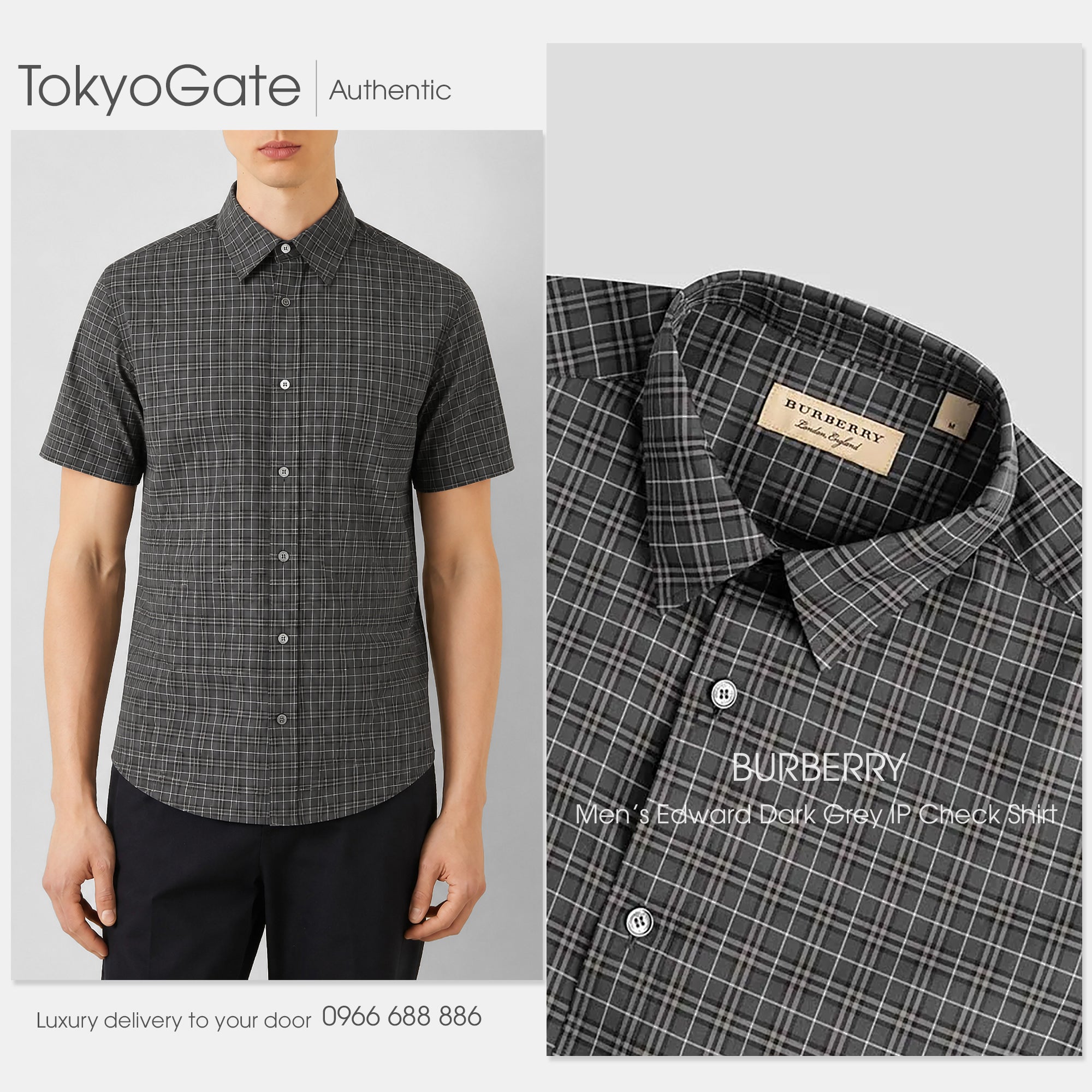 Áo sơ mi Burberry 8004229 Edward Grey IP Check Regular Fit