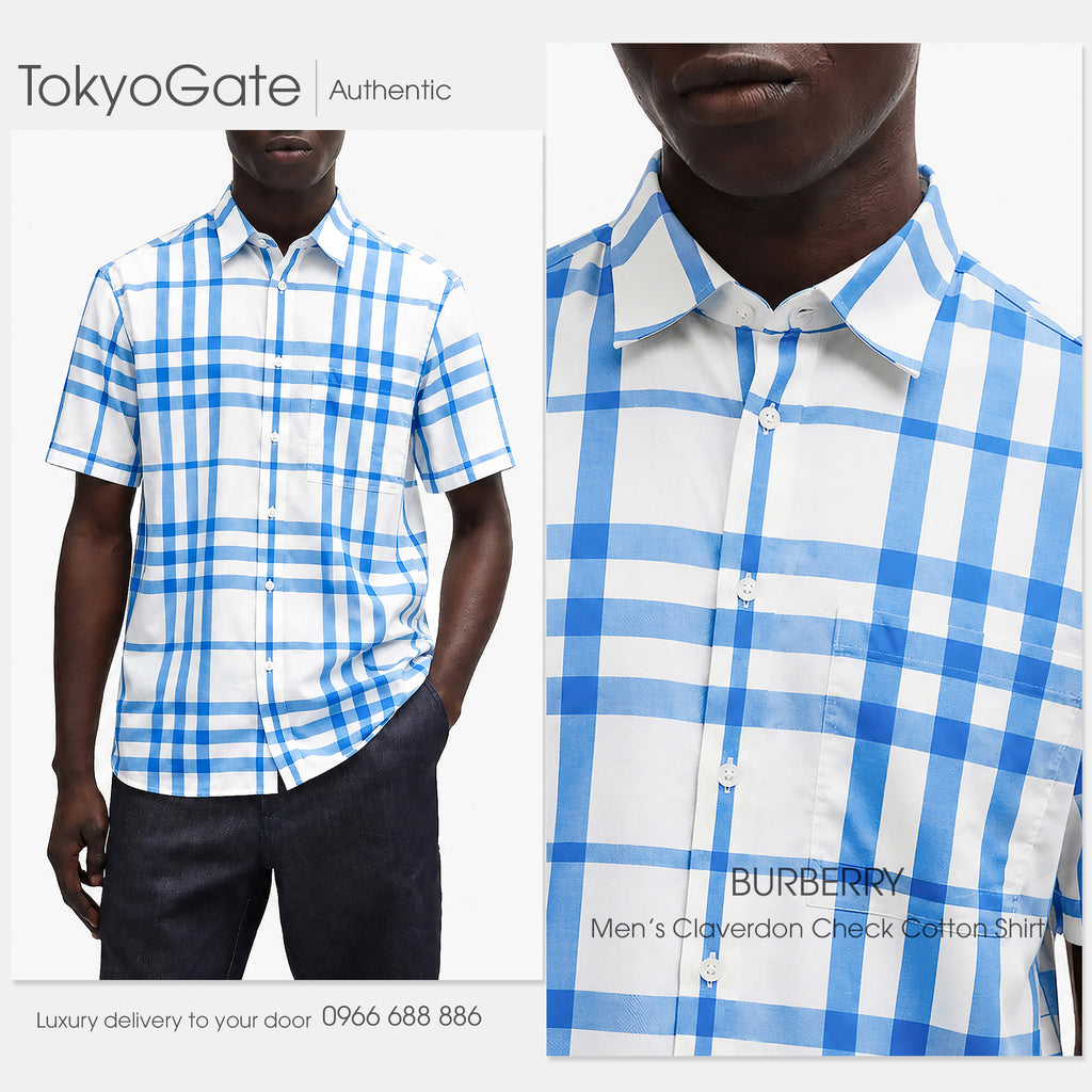 Áo sơ mi Burberry 8092941 Claverdon Sky Blue Slim Fit