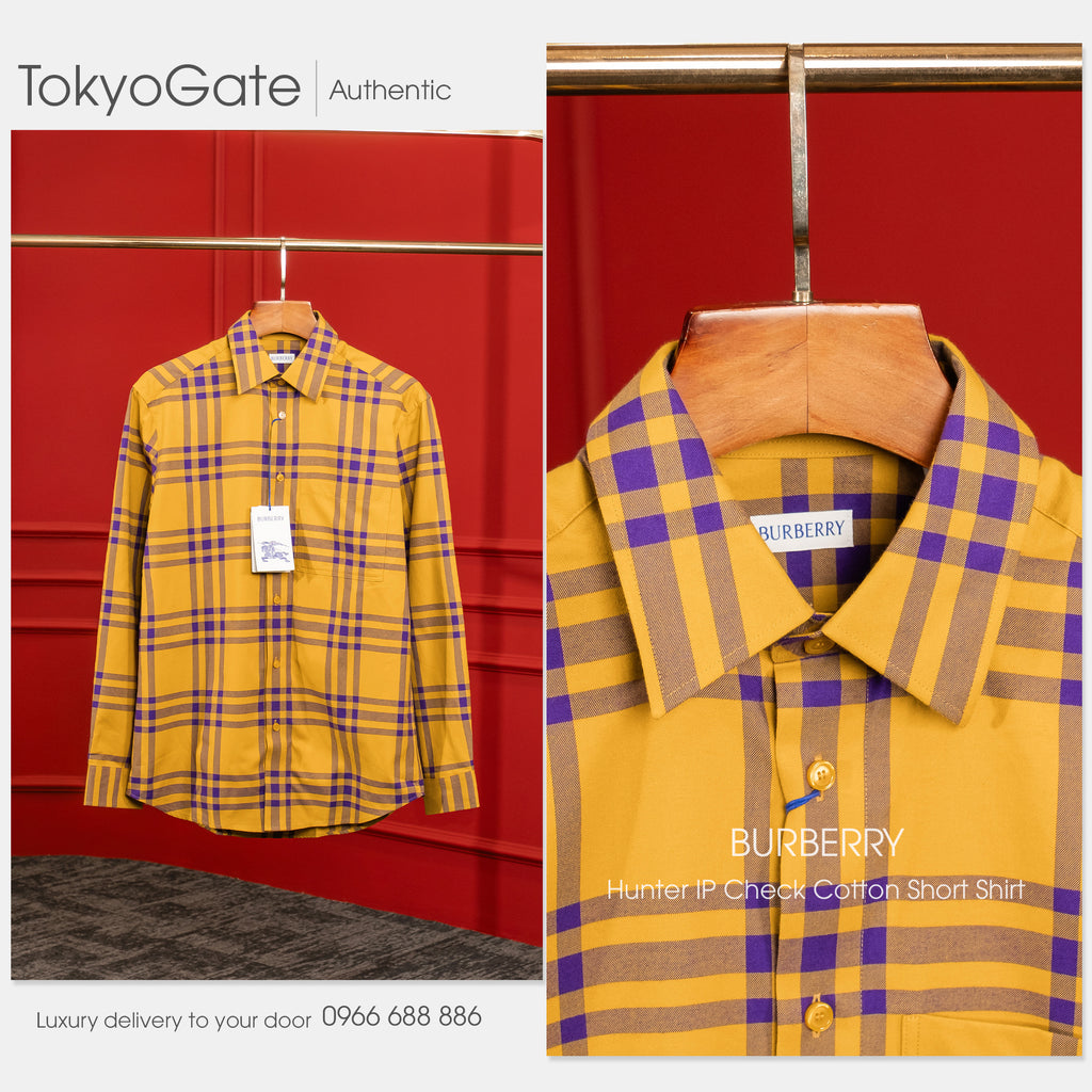 Áo sơ mi Burberry Claverdon 8109835 Yellow IP Check Slim Fit