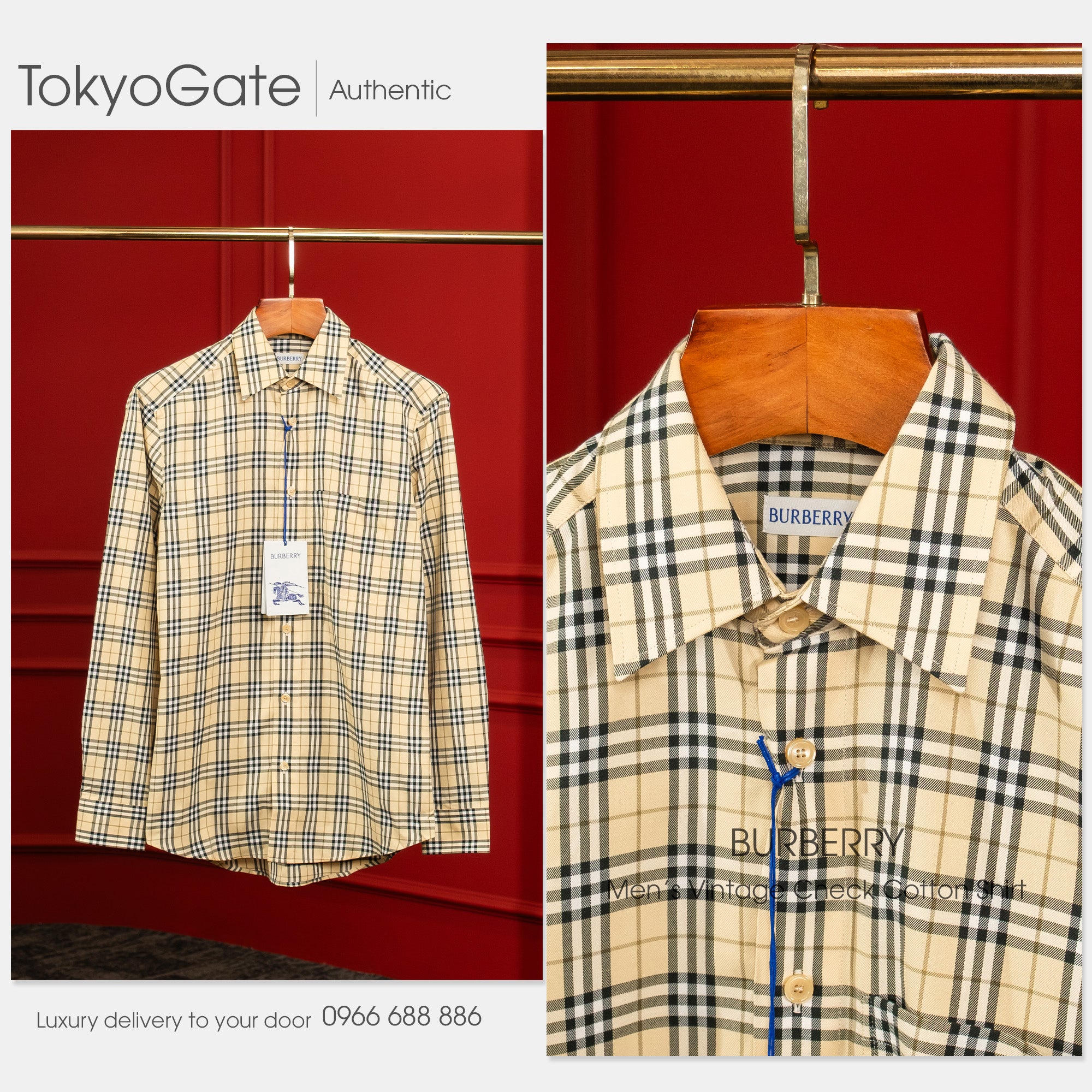 Áo sơ mi Burberry Claverdon 8121628 Archive Beige Slim Fit