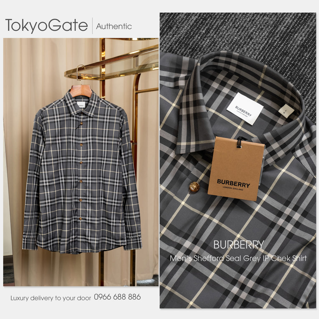Áo sơ mi Burberry LS Shefford Seal Grey Slim Fit
