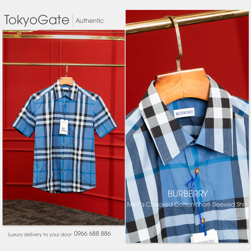 Áo sơ mi Burberry SS Claverdon Blue Jade Slim Fit
