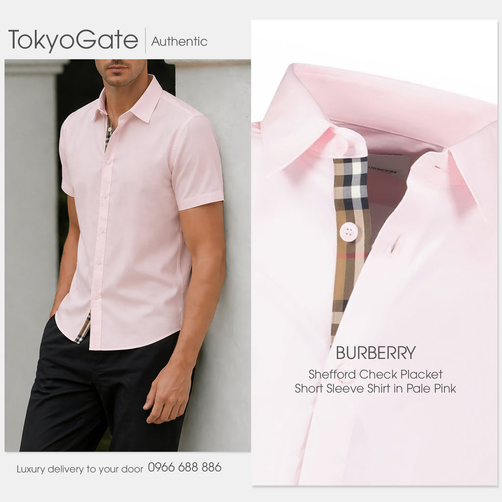 Áo sơ mi Burberry 8084283 Shefford Pale Pink Slim Fit