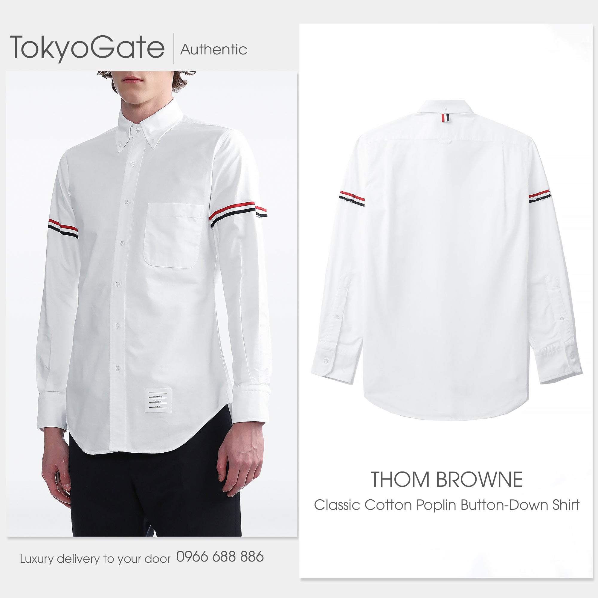 Áo sơ mi Thom Browne MWL150E 06177 White Slim Fit