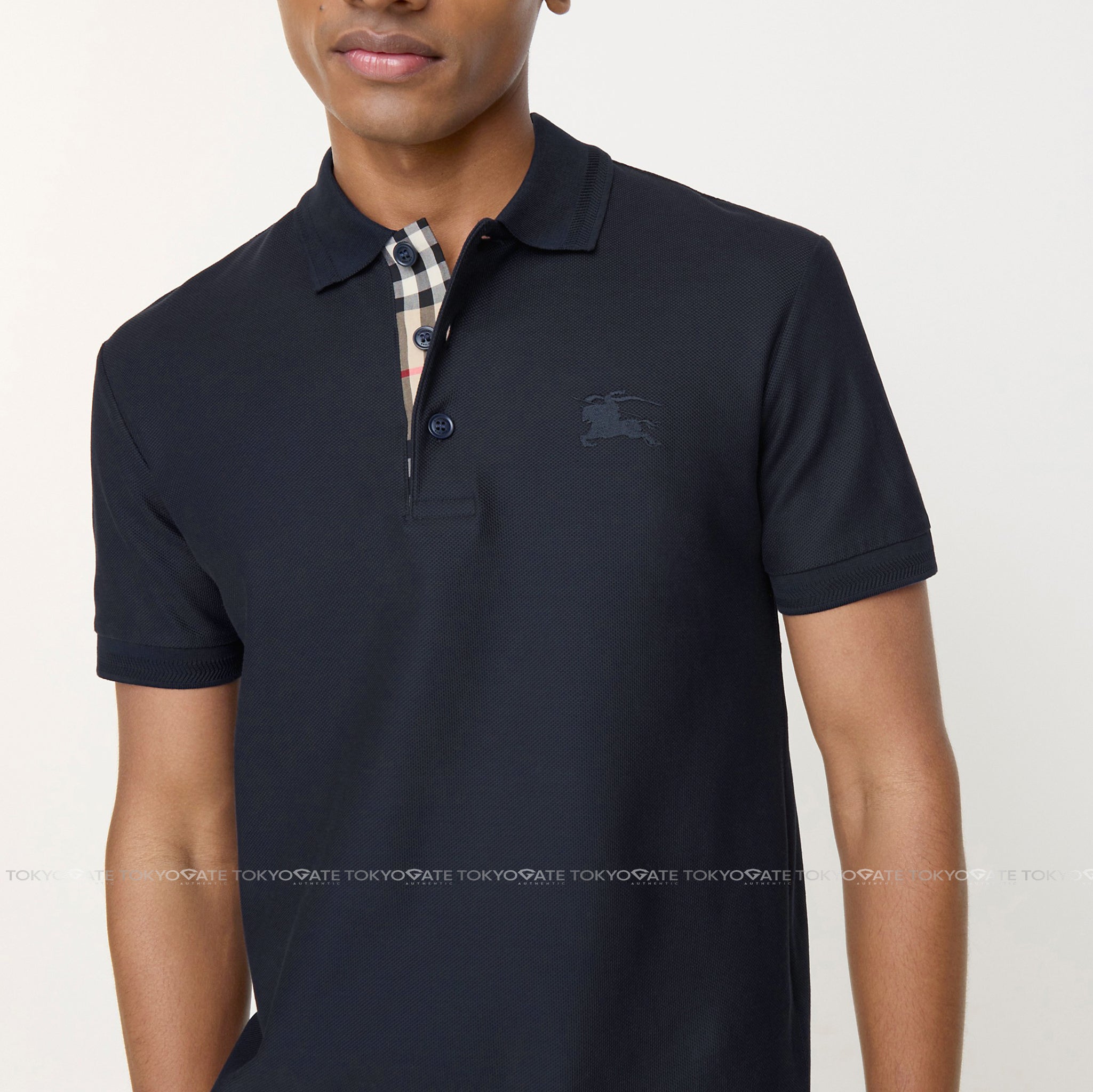Áo polo Burberry 8099165 Eddie EKD Coal Blue Slim Fit