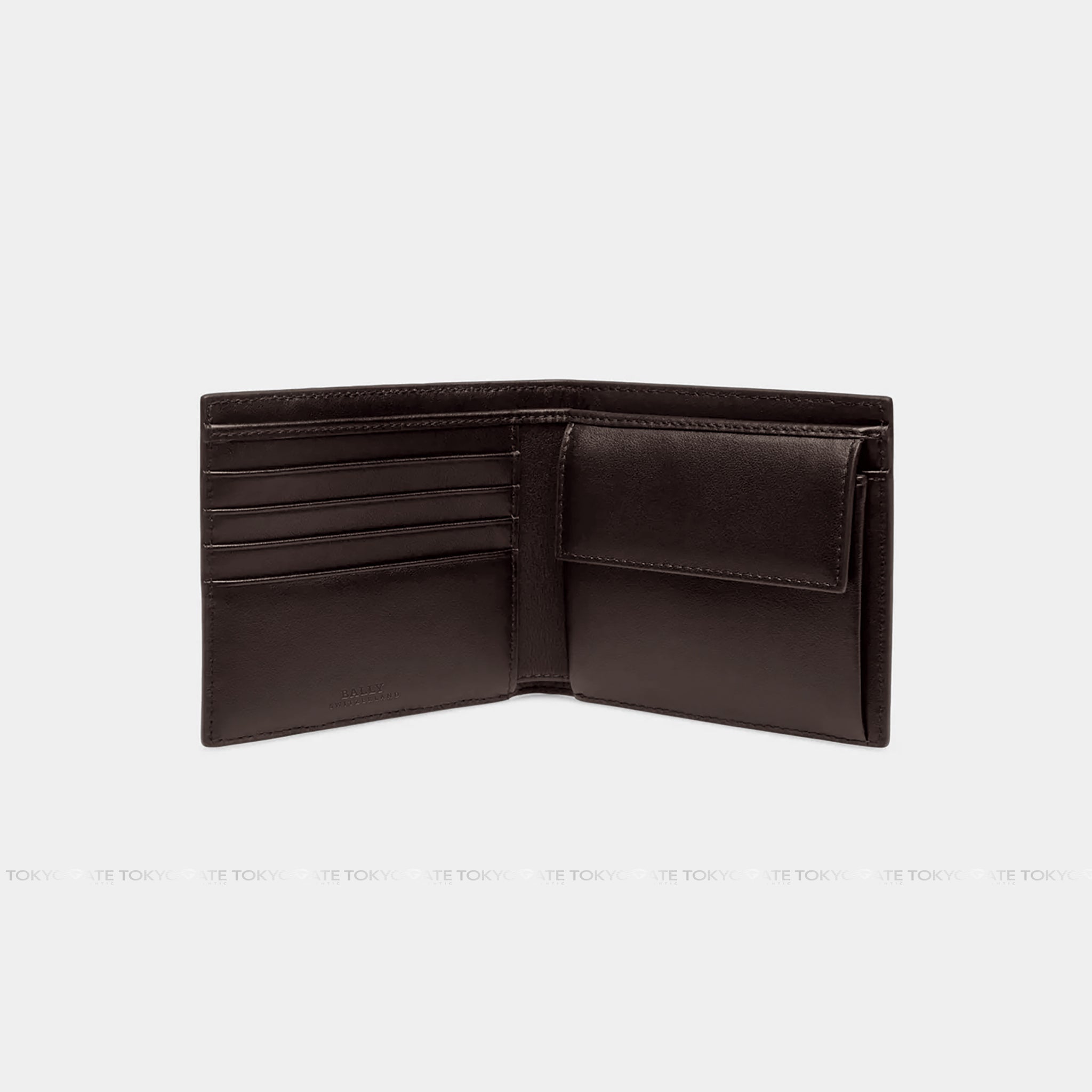 Ví Bally Tye Stripe Leather Wallet Brown