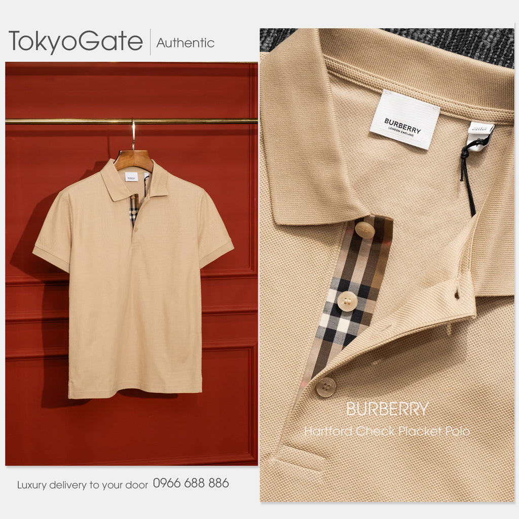 Áo polo Burberry SS Hartford Soft Fawn Slim Fit