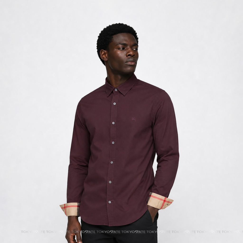 Áo sơ mi Burberry Cambirdge Oxblood Slim Fit