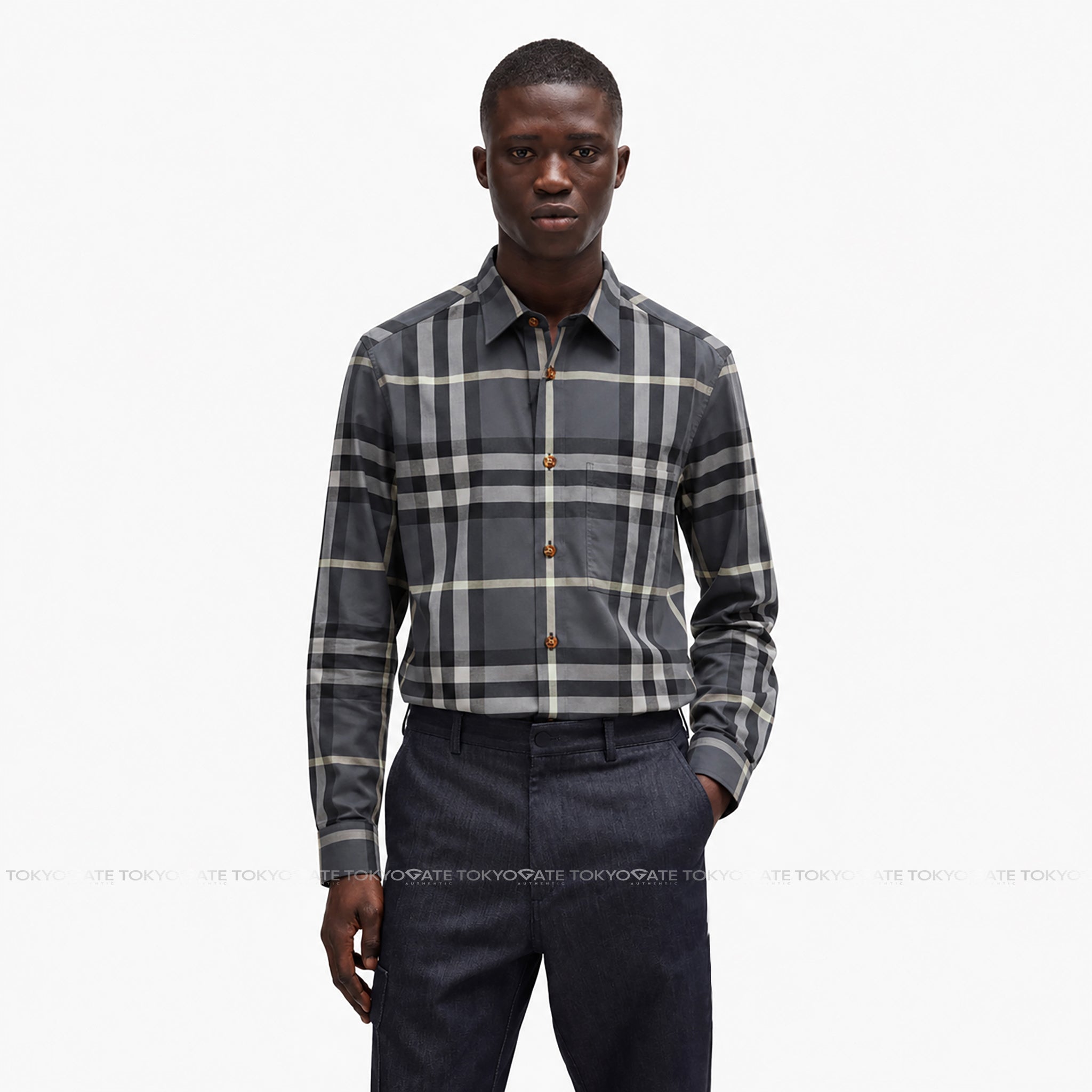 Áo sơ mi Burberry 8092915 Claverdon Seal Grey Slim Fit