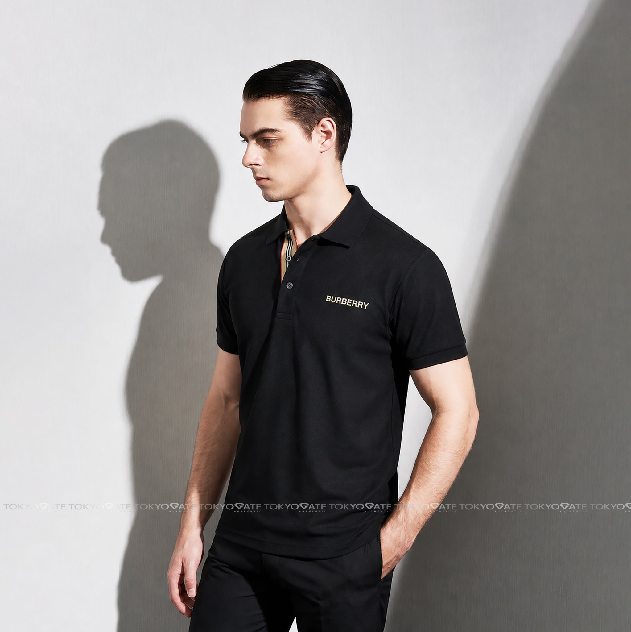 Áo polo Burberry 8084436 Hartford BBY Black Slim Fit