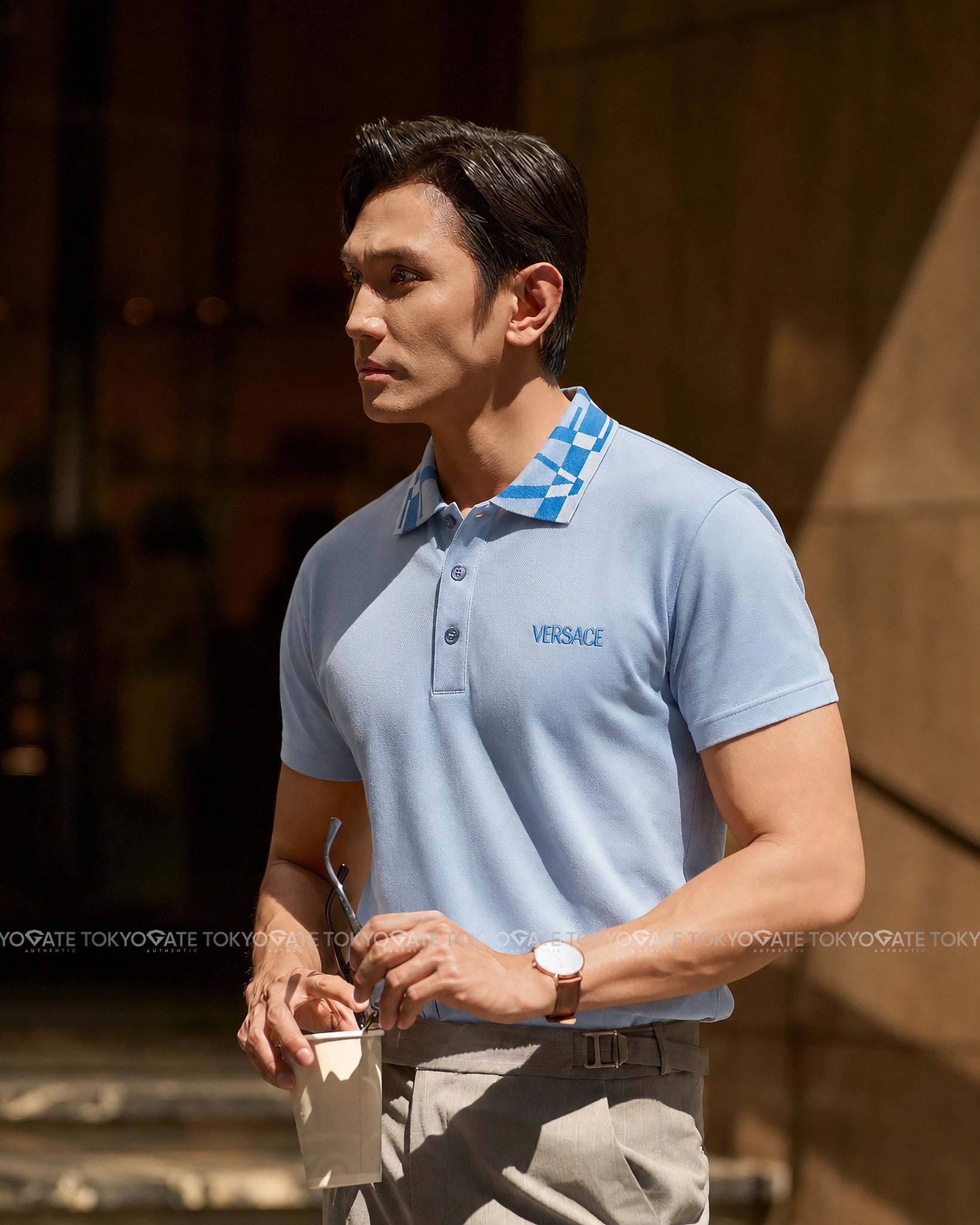 Áo polo Versace 1012260 1A17965 Light Blue Regular Fit