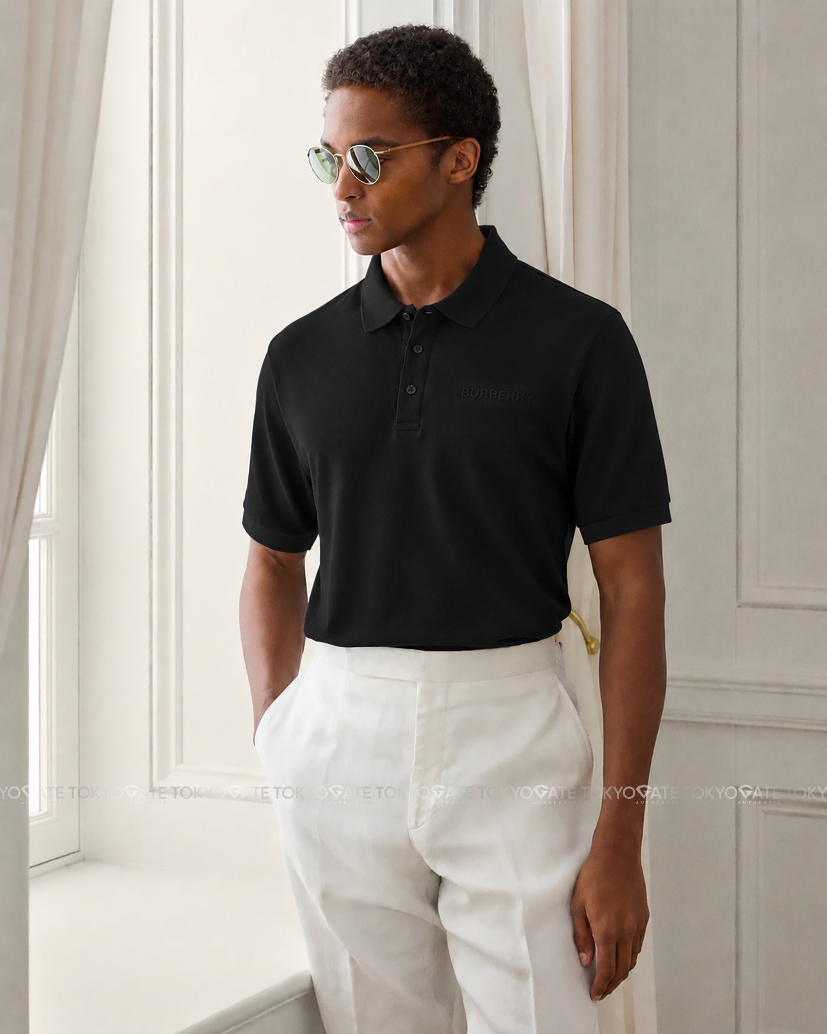 Áo polo Burberry 8084365 Hartford BOS Black Slim Fit