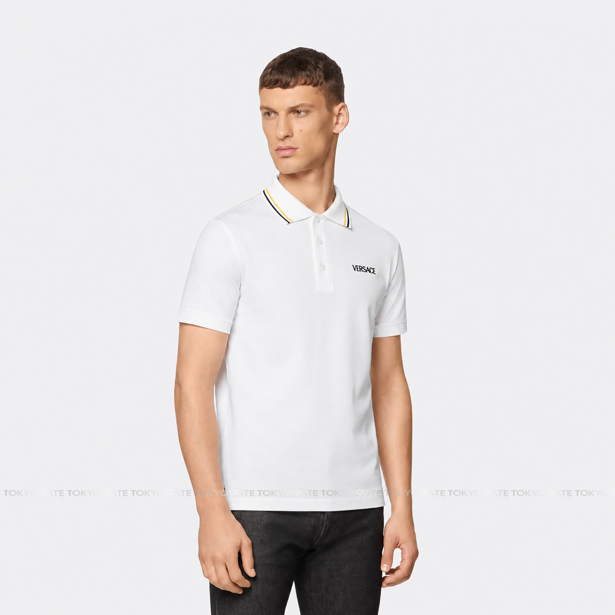 Áo polo Versace 1011851 1A14049 1W000 White Regular Fit - XS - Regular