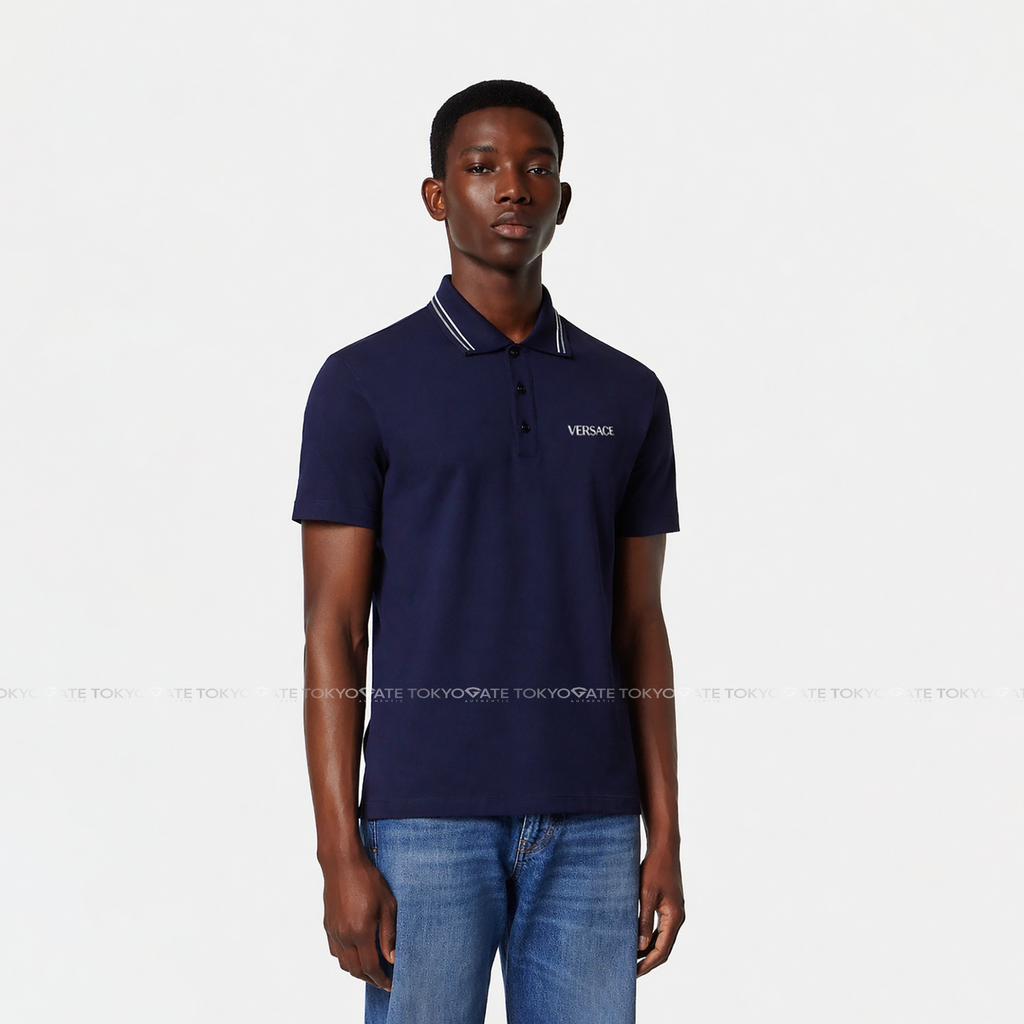Áo polo Versace 1011851 1A14049 Navy Regular Fit