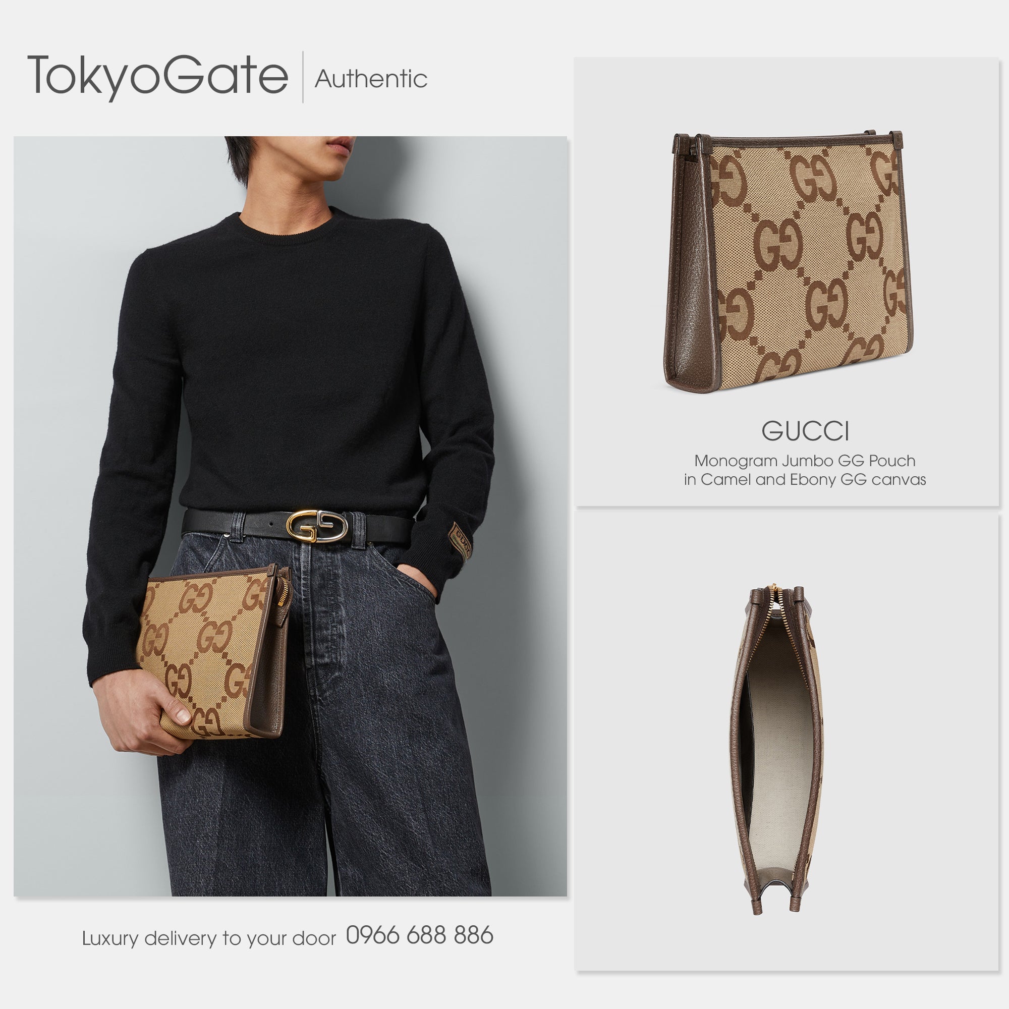 Clutch Gucci 699318 UKMBG 2572 Jumbo GG Pouch Camel