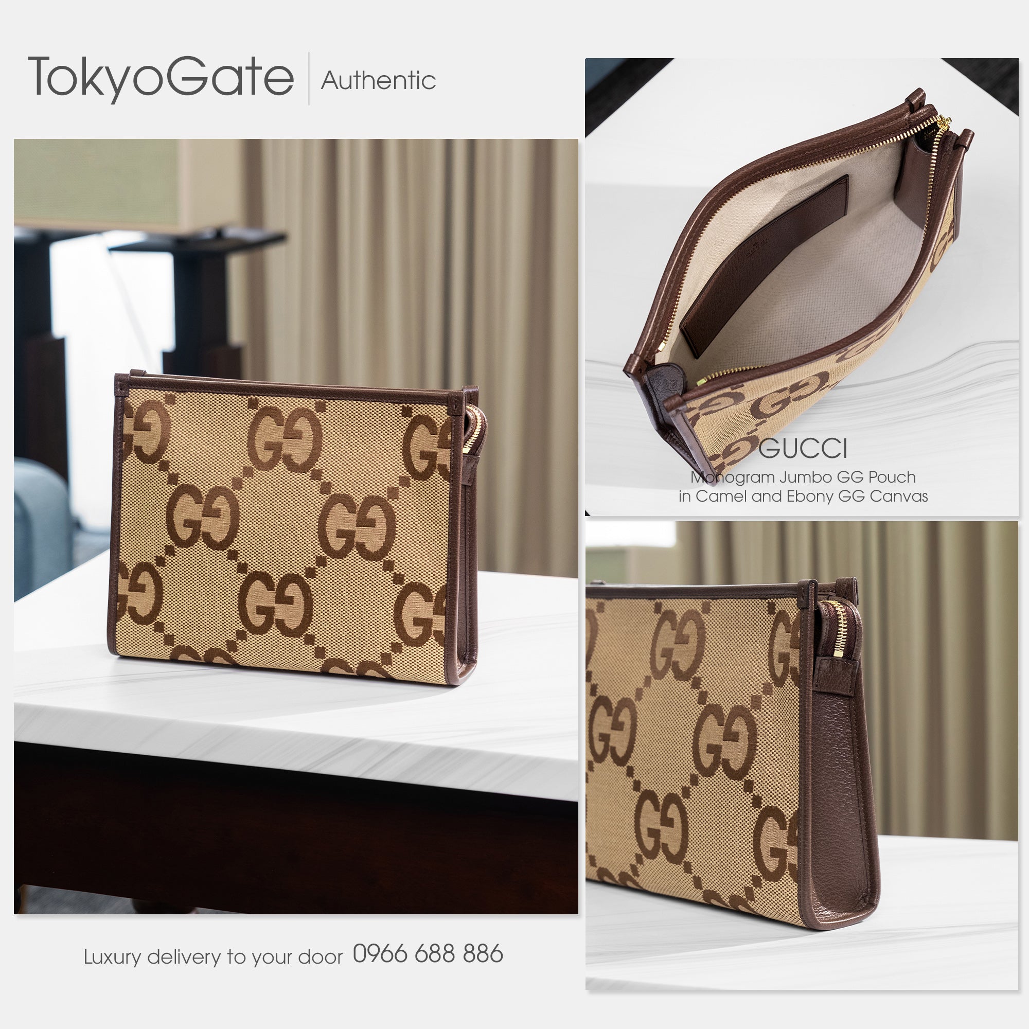 Clutch Gucci 699318 UKMBG 2572 Jumbo GG Pouch Camel