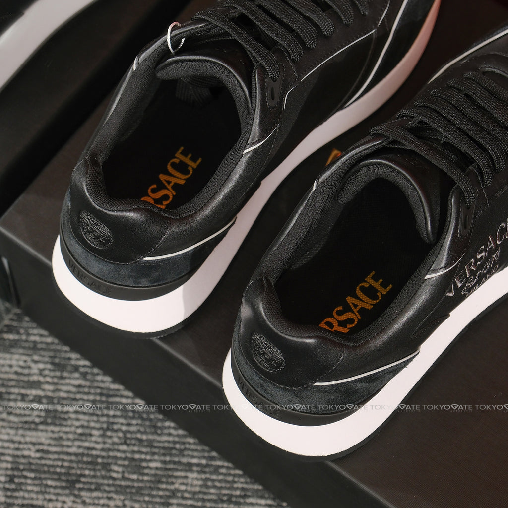 Giày Versace 1021242 Leather Sneakers In Black
