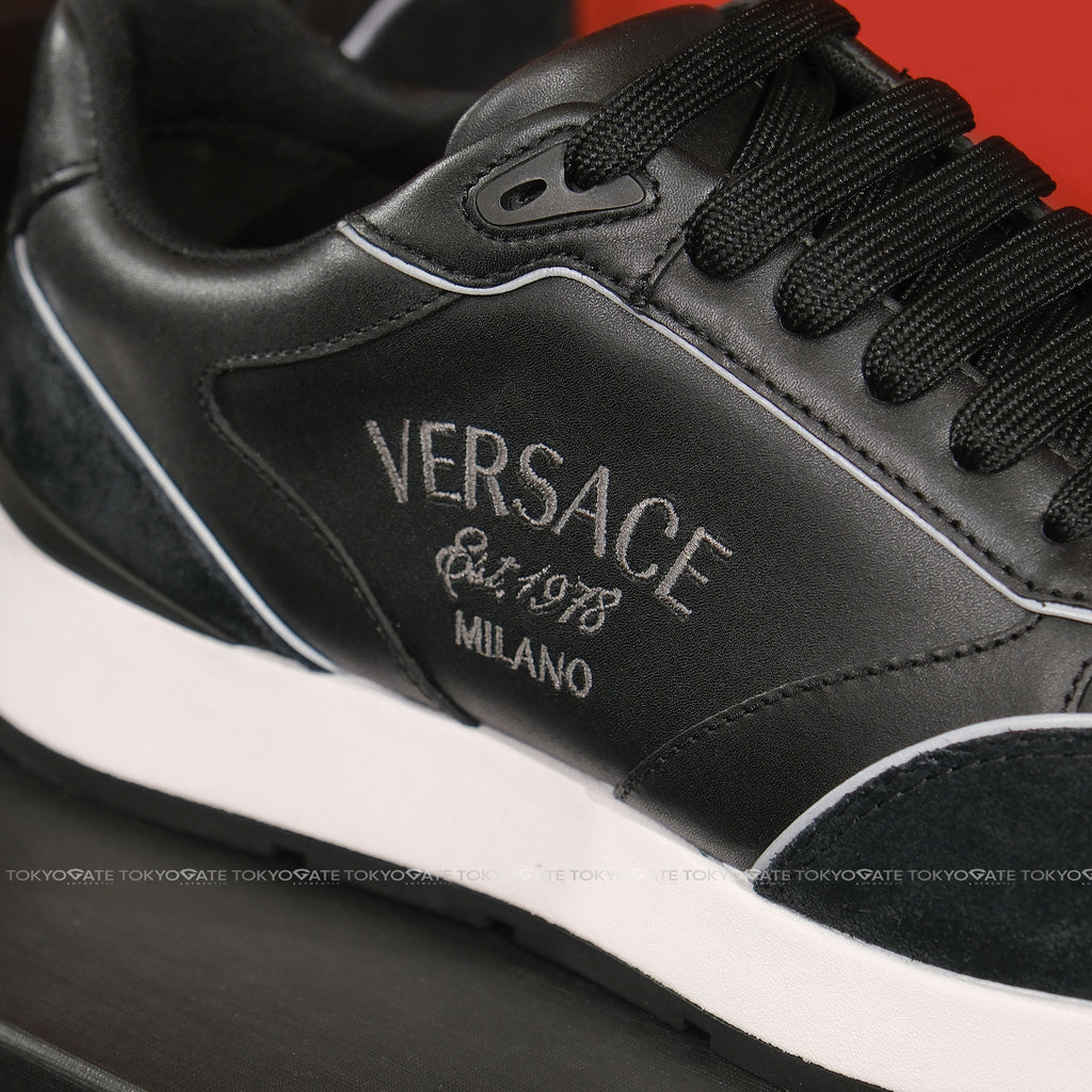 Giày Versace 1021242 Leather Sneakers In Black