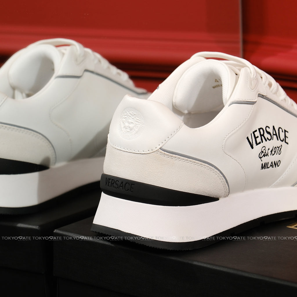 Giày Versace 1021242 Leather Sneakers In White