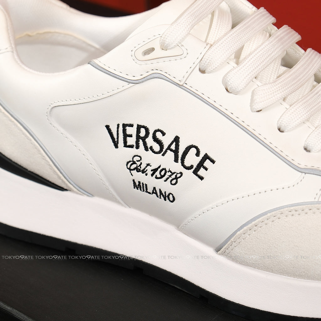 Giày Versace 1021242 Leather Sneakers In White