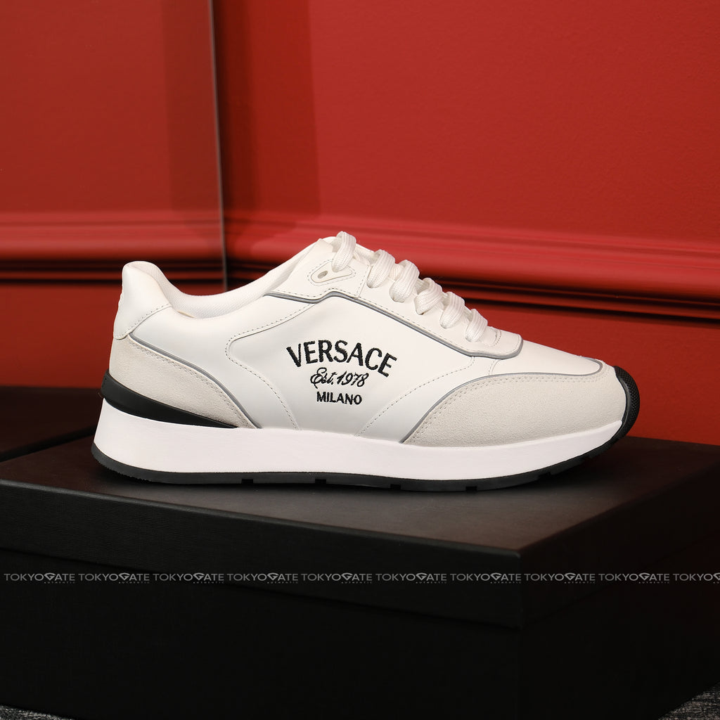 Giày Versace 1021242 Leather Sneakers In White