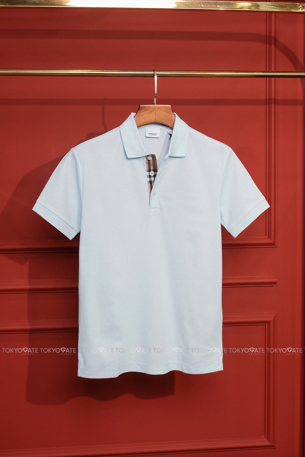 Áo polo Burberry SS Hartford Pale Blue Slim Fit