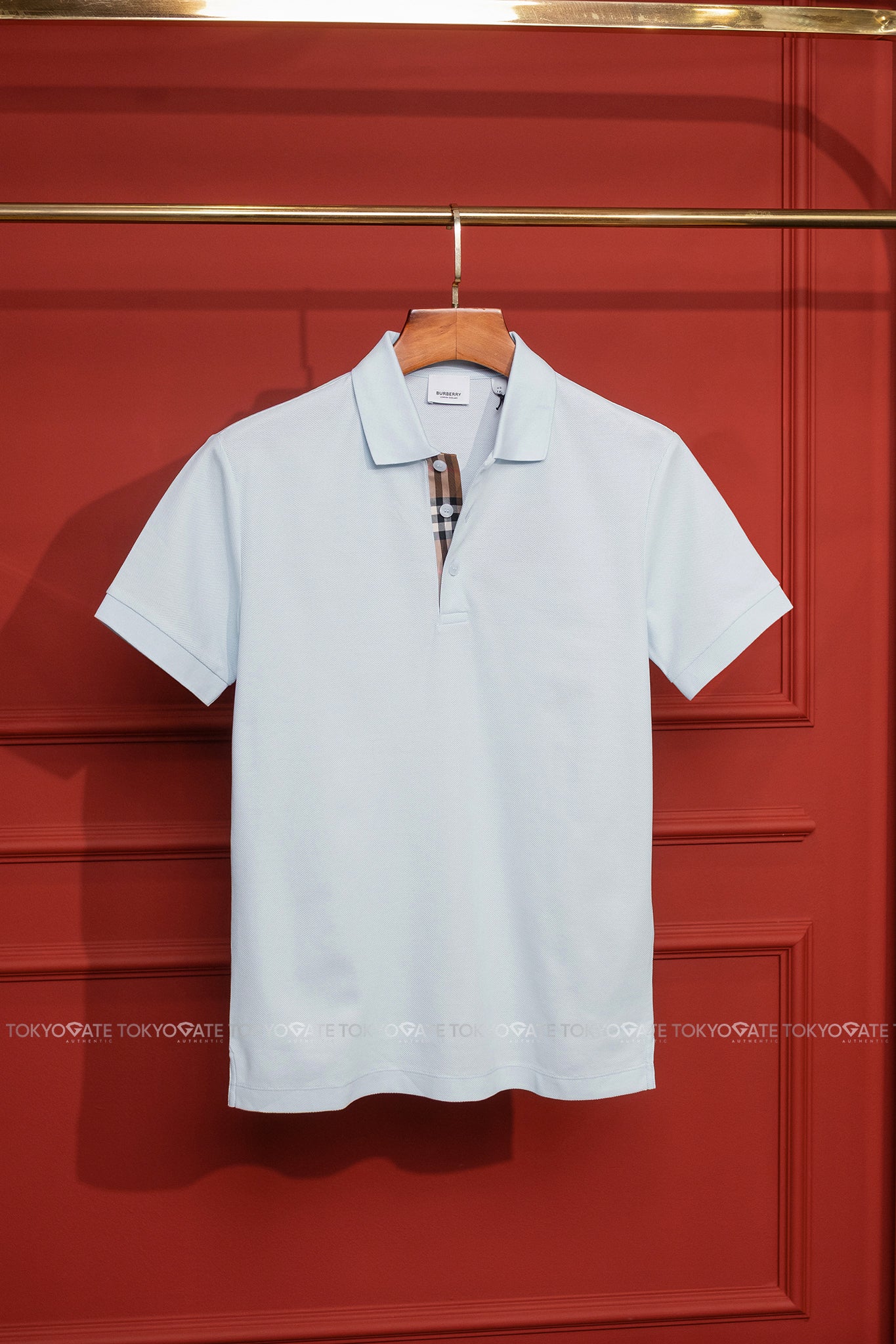 Áo polo Burberry SS Hartford Pale Blue Slim Fit