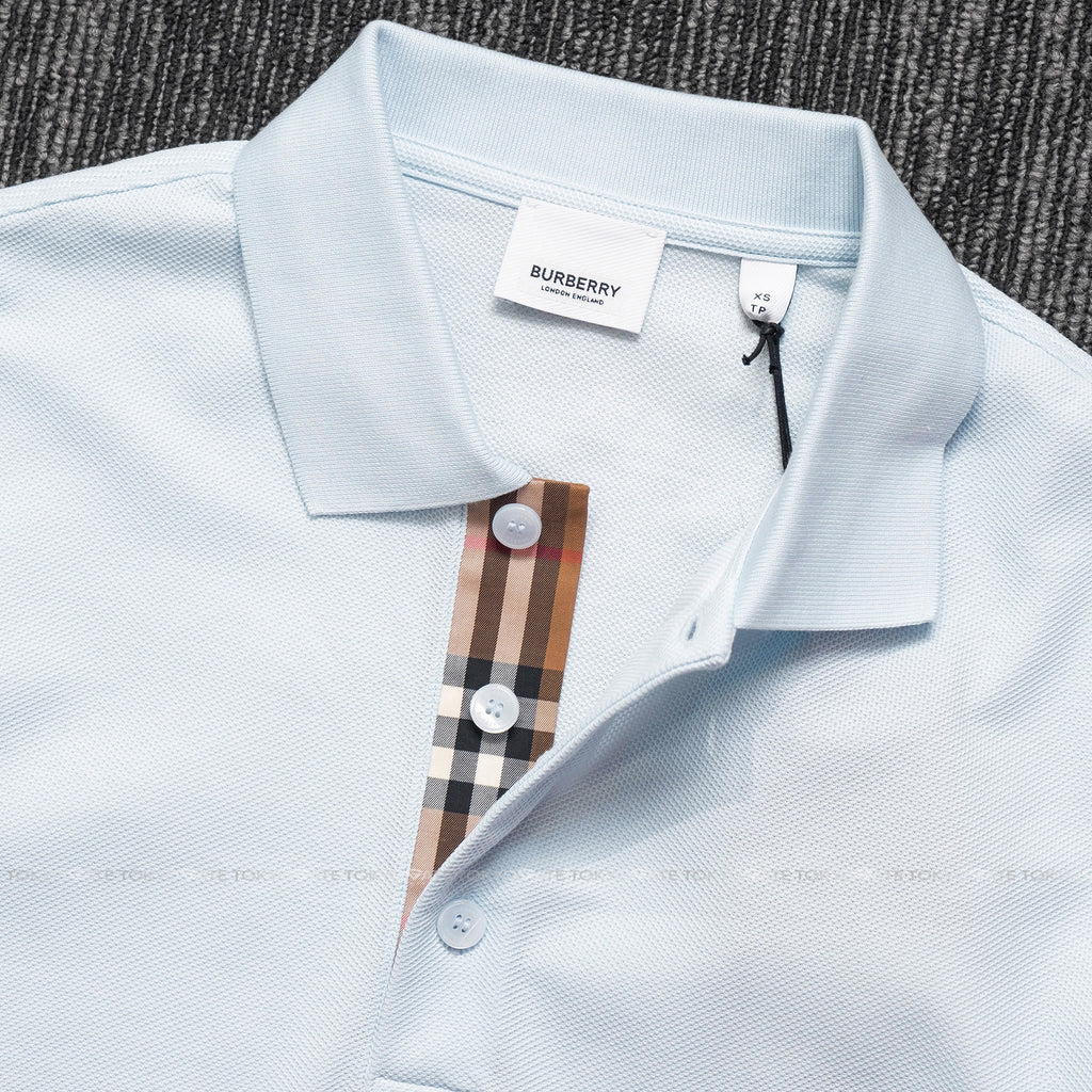 Áo polo Burberry SS Hartford Pale Blue Slim Fit