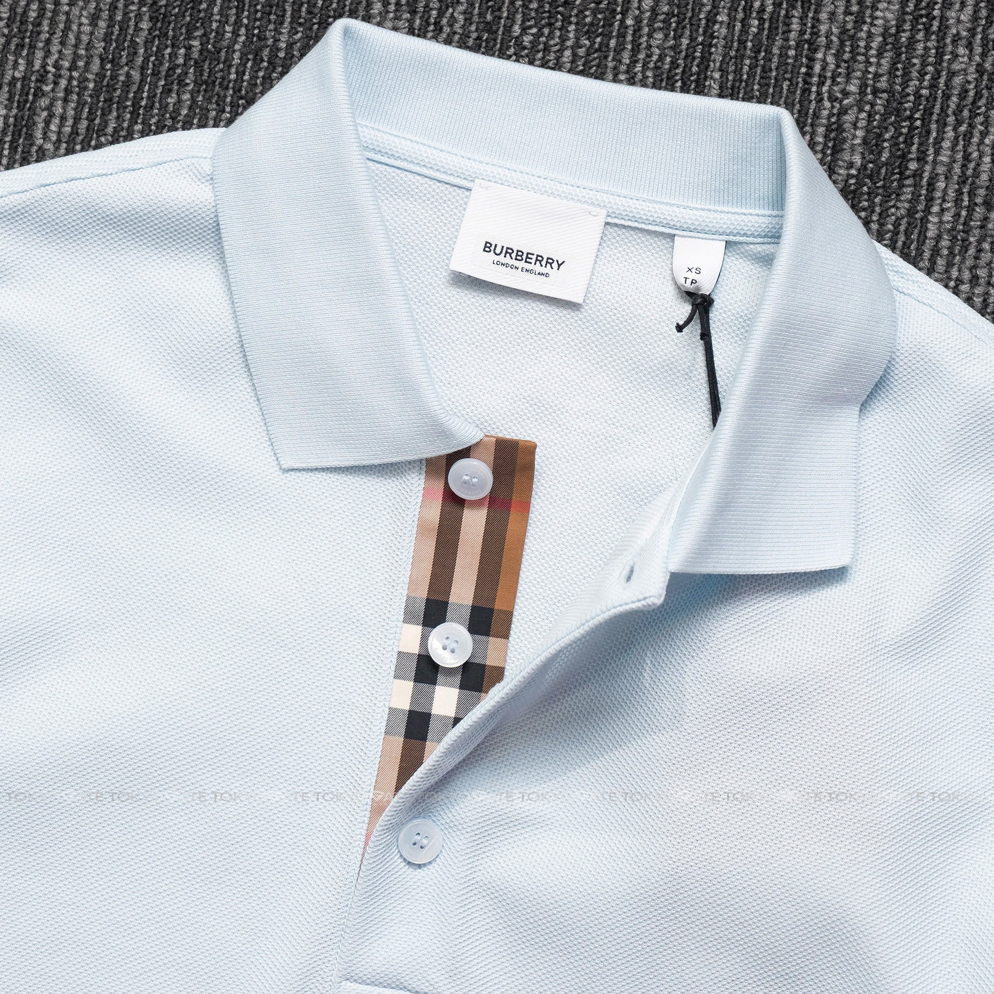 Áo polo Burberry SS Hartford Pale Blue Slim Fit