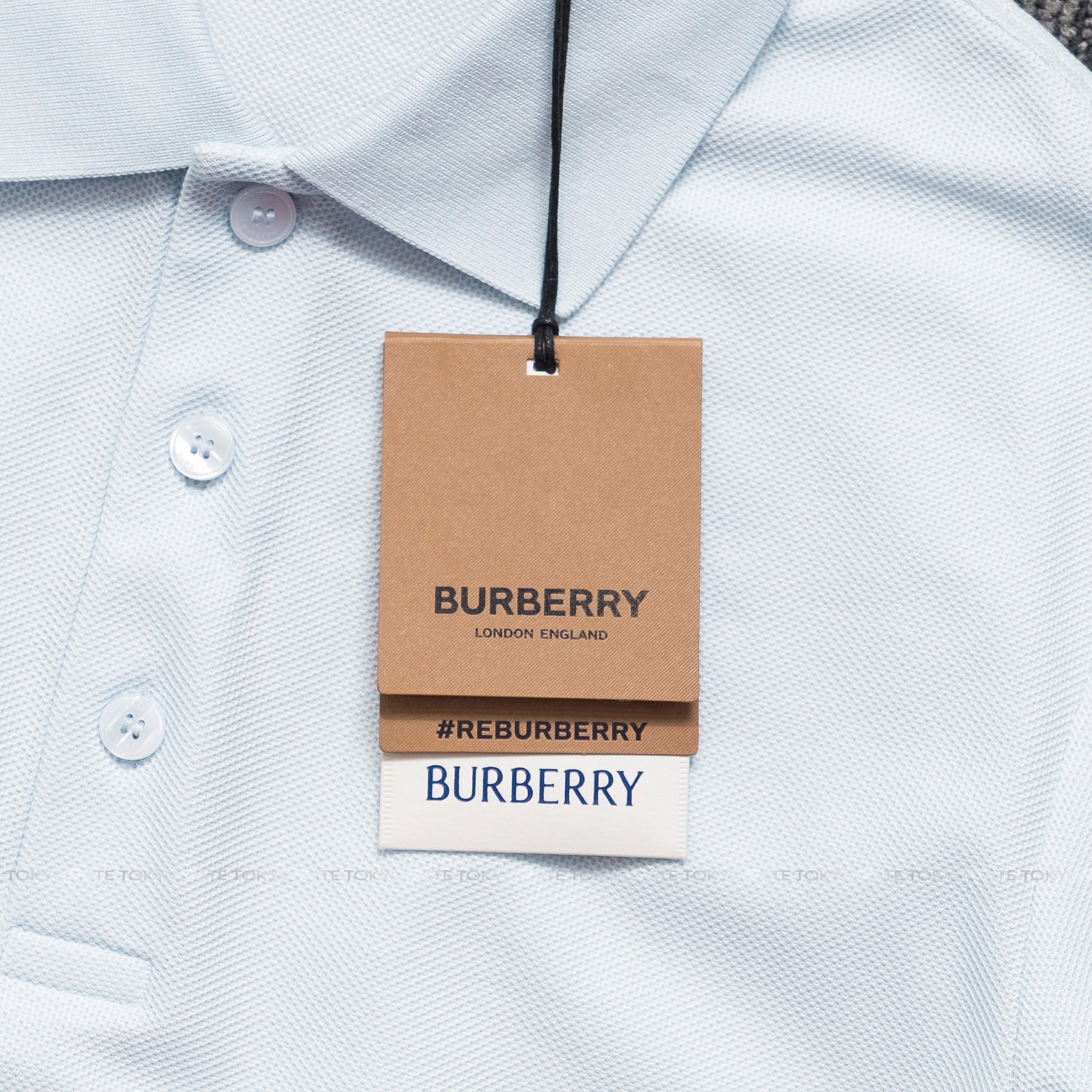 Áo polo Burberry SS Hartford Pale Blue Slim Fit