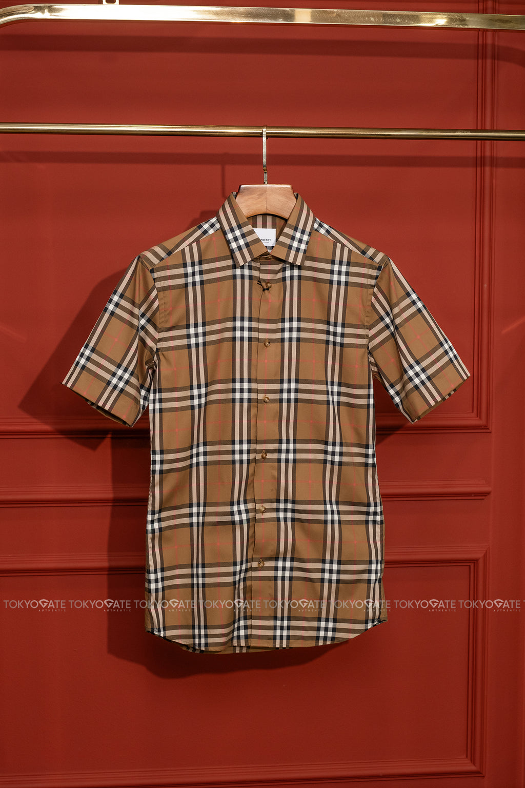 Áo sơ mi Burberry SS Shefford Taupe Brown Slim Fit