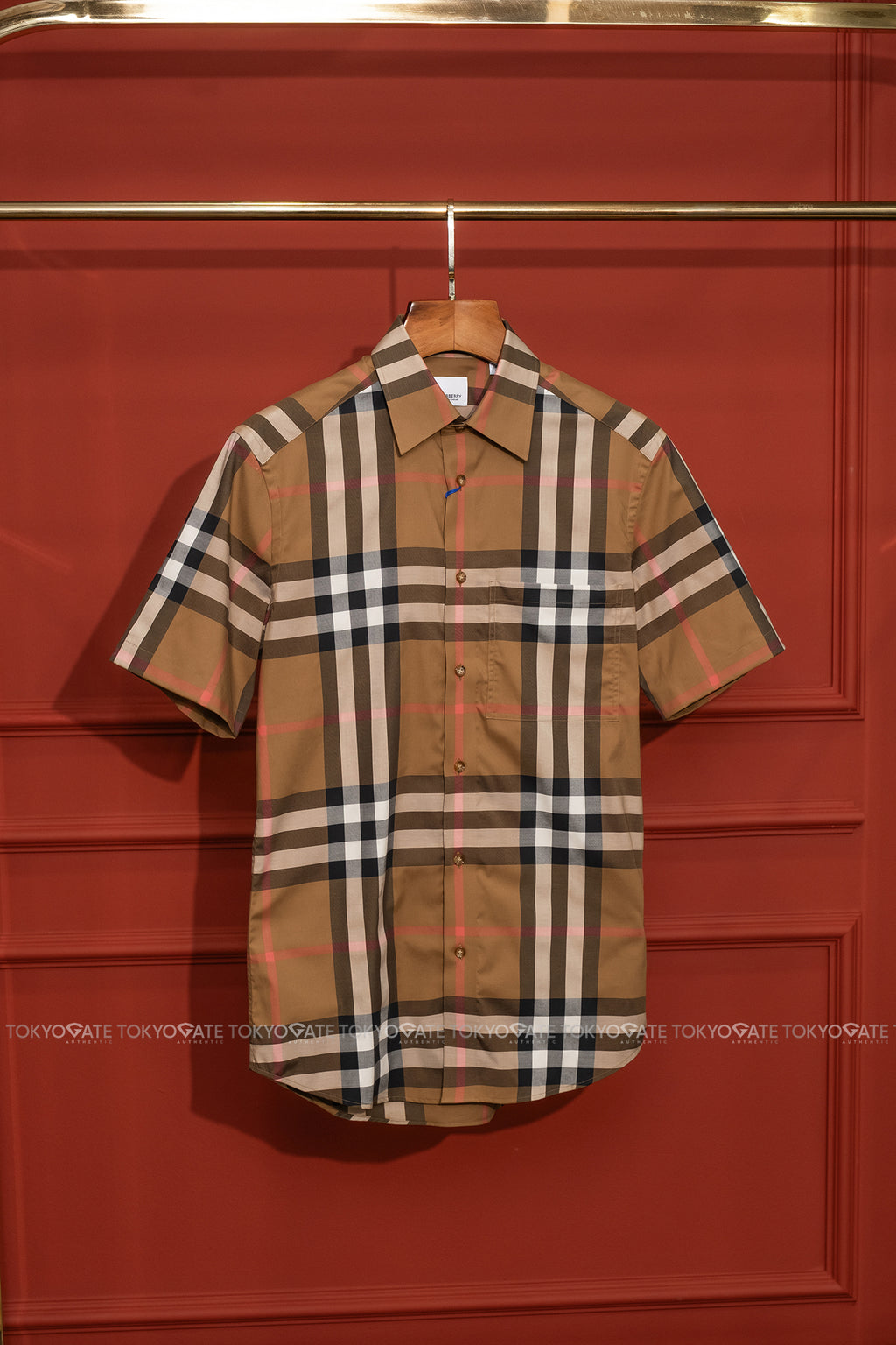 Áo sơ mi Burberry SS Claverdon Taupe Brown Slim Fit