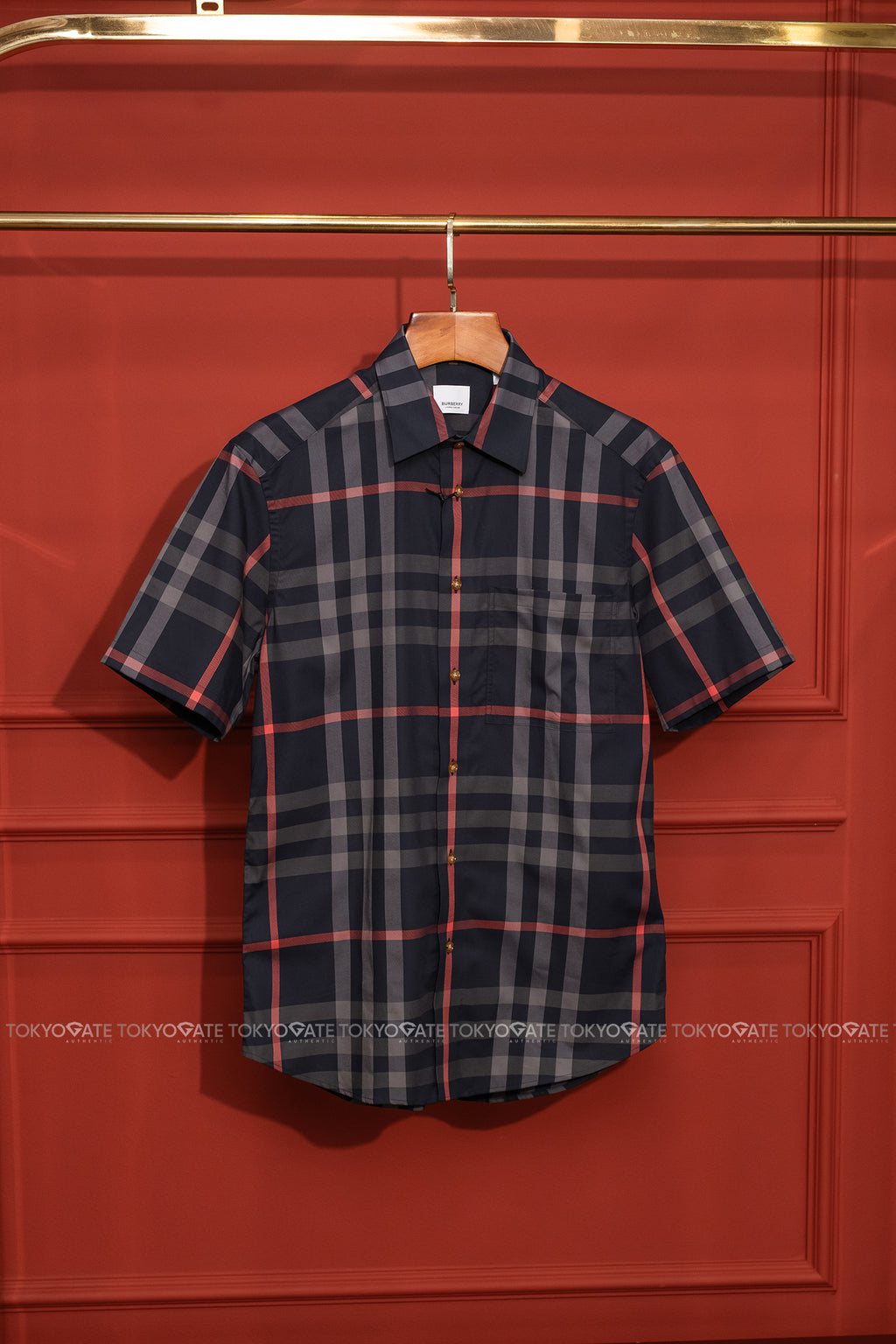 Áo sơ mi Burberry SS Claverdon Navy Grey Slim Fit