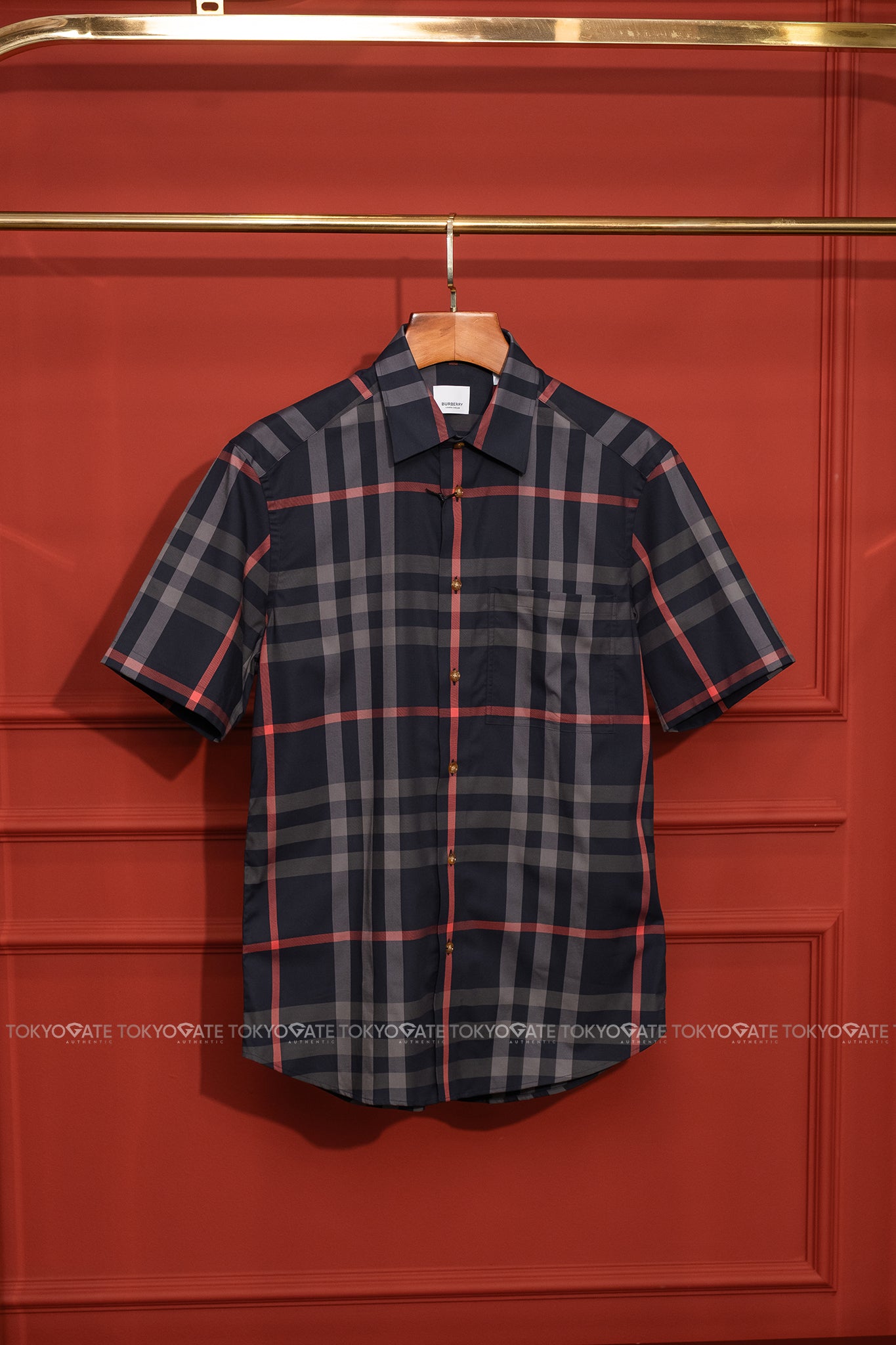 Áo sơ mi Burberry SS Claverdon Navy Grey Slim Fit