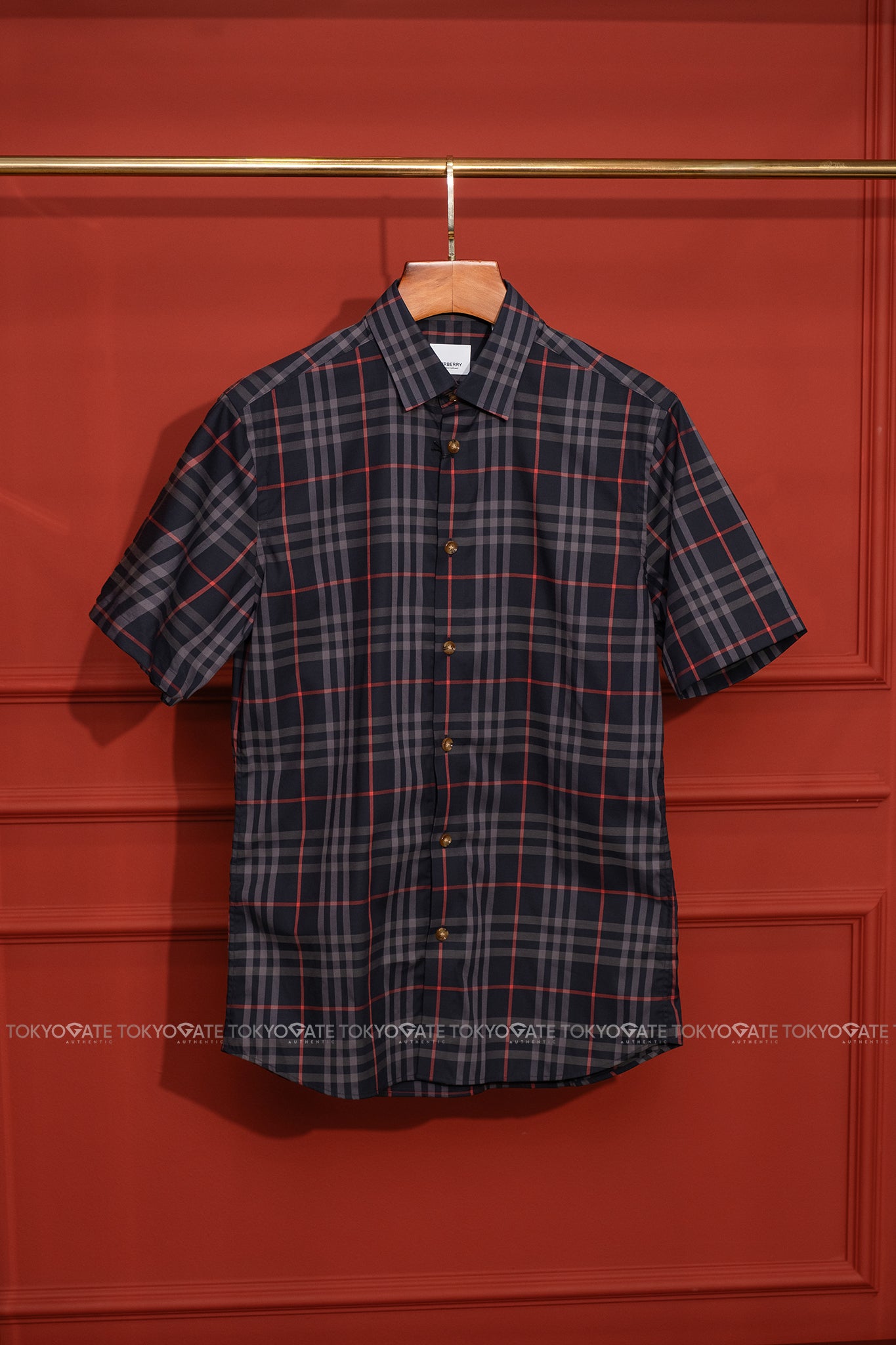 Áo sơ mi Burberry SS Shefford Navy Grey Slim Fit