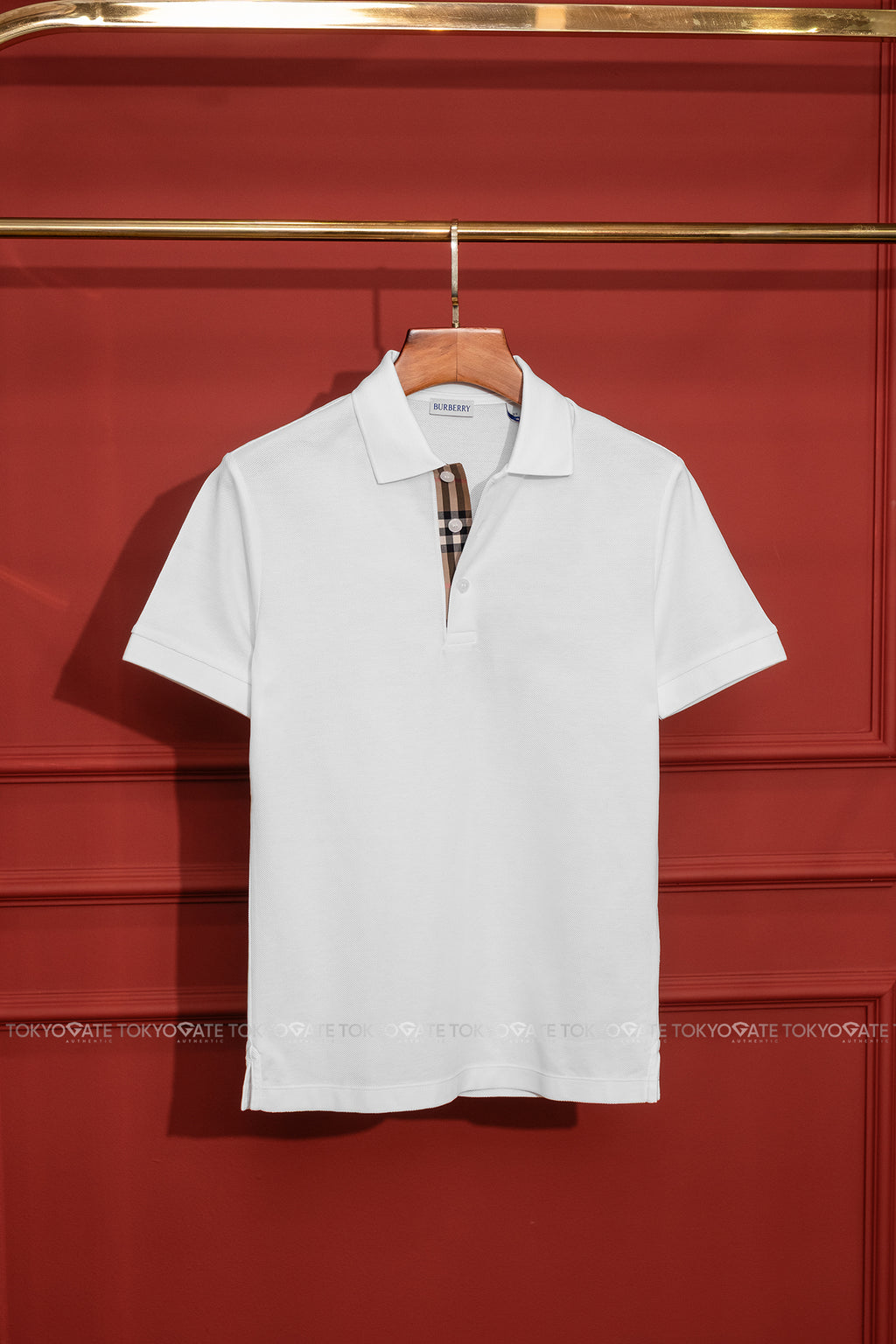 Áo polo Burberry SS Hartford White Slim Fit