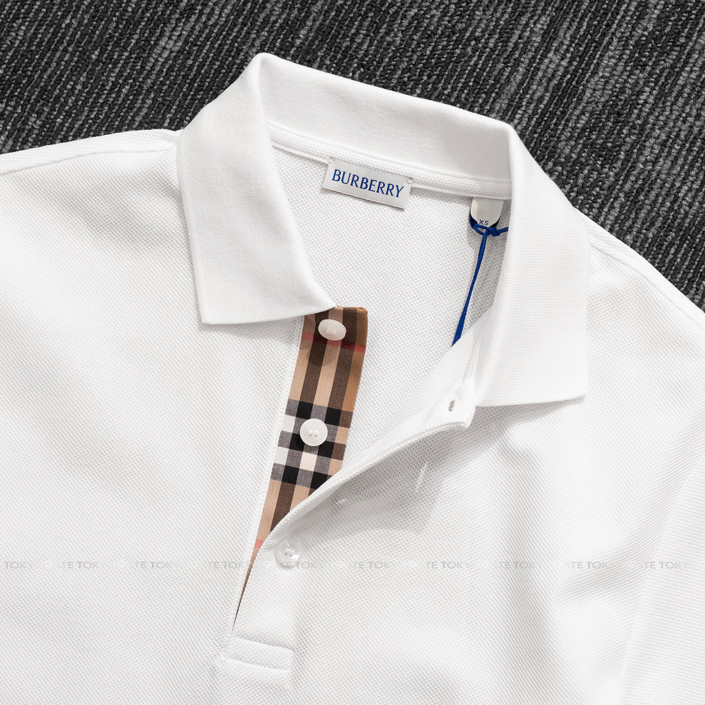 Áo polo Burberry SS Hartford White Slim Fit