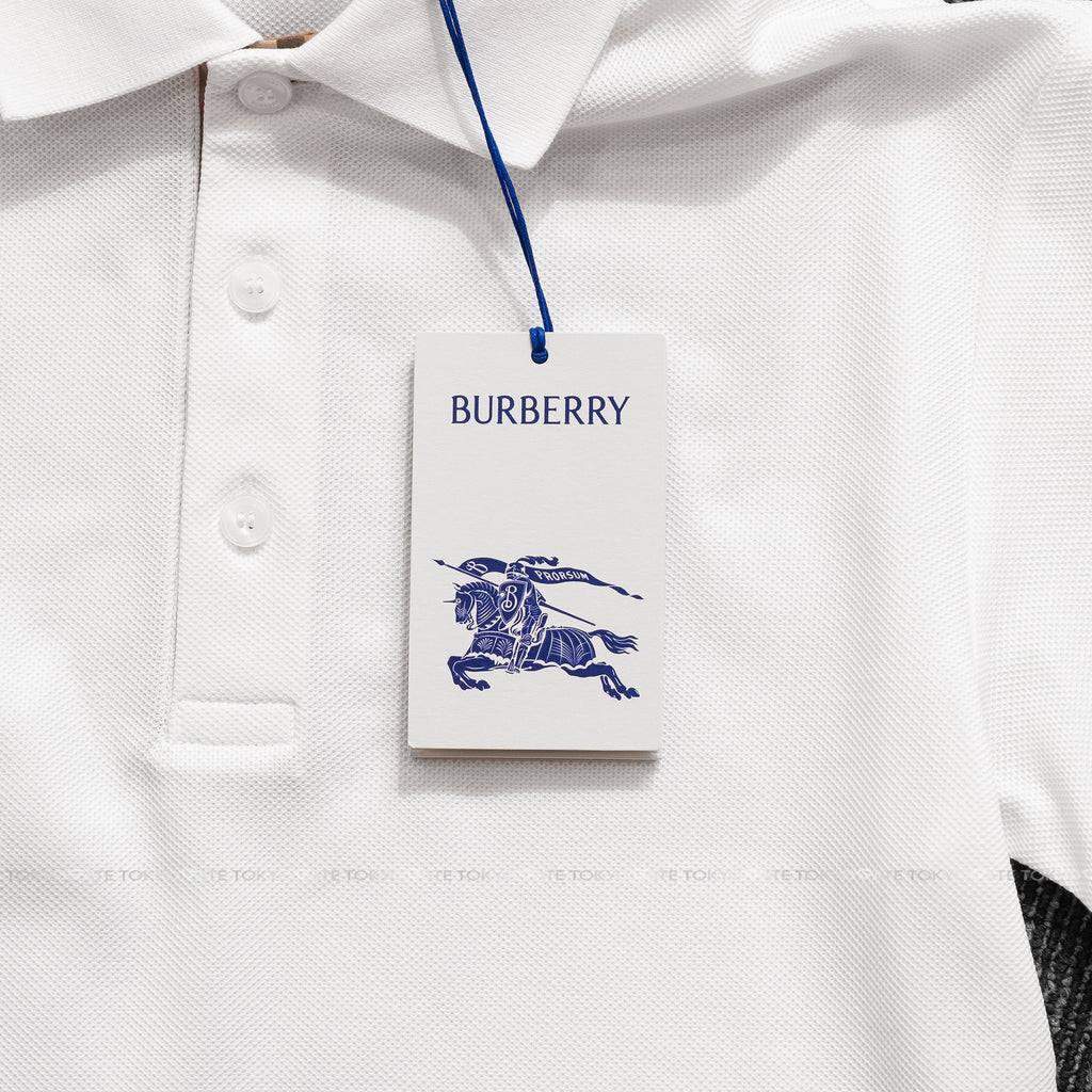 Áo polo Burberry SS Hartford White Slim Fit