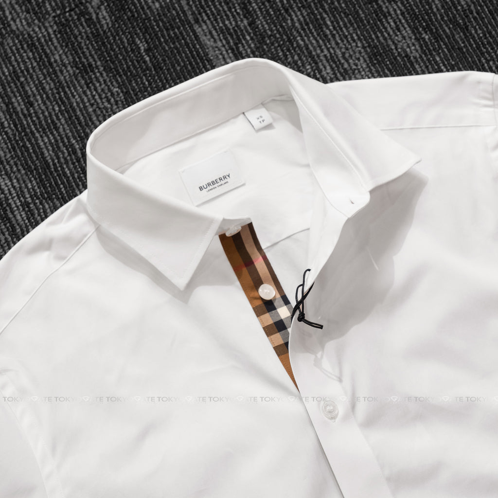 Áo sơ mi Burrbery SS Shefford Optic White Slim Fit