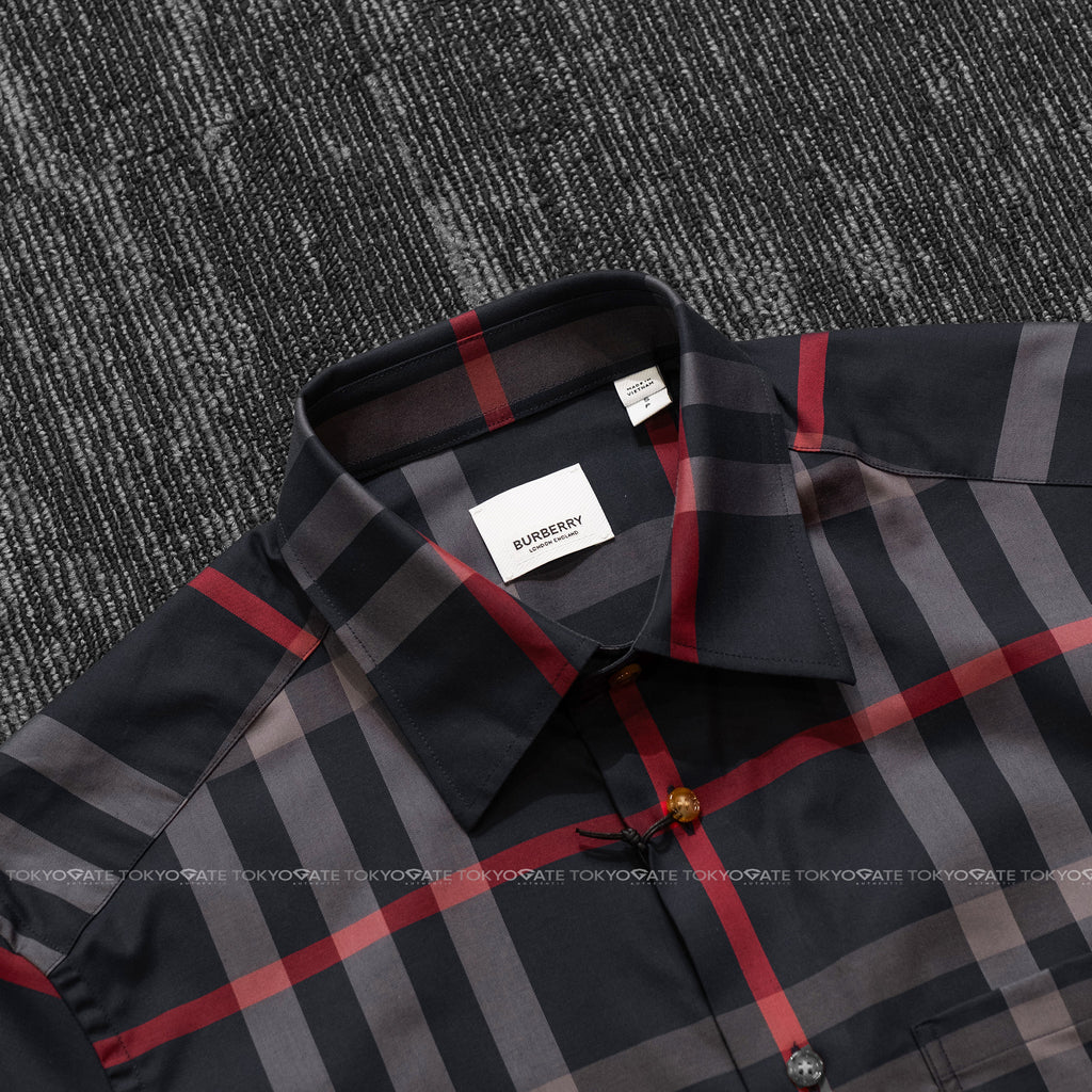Áo sơ mi Burberry SS Claverdon Navy Grey Slim Fit