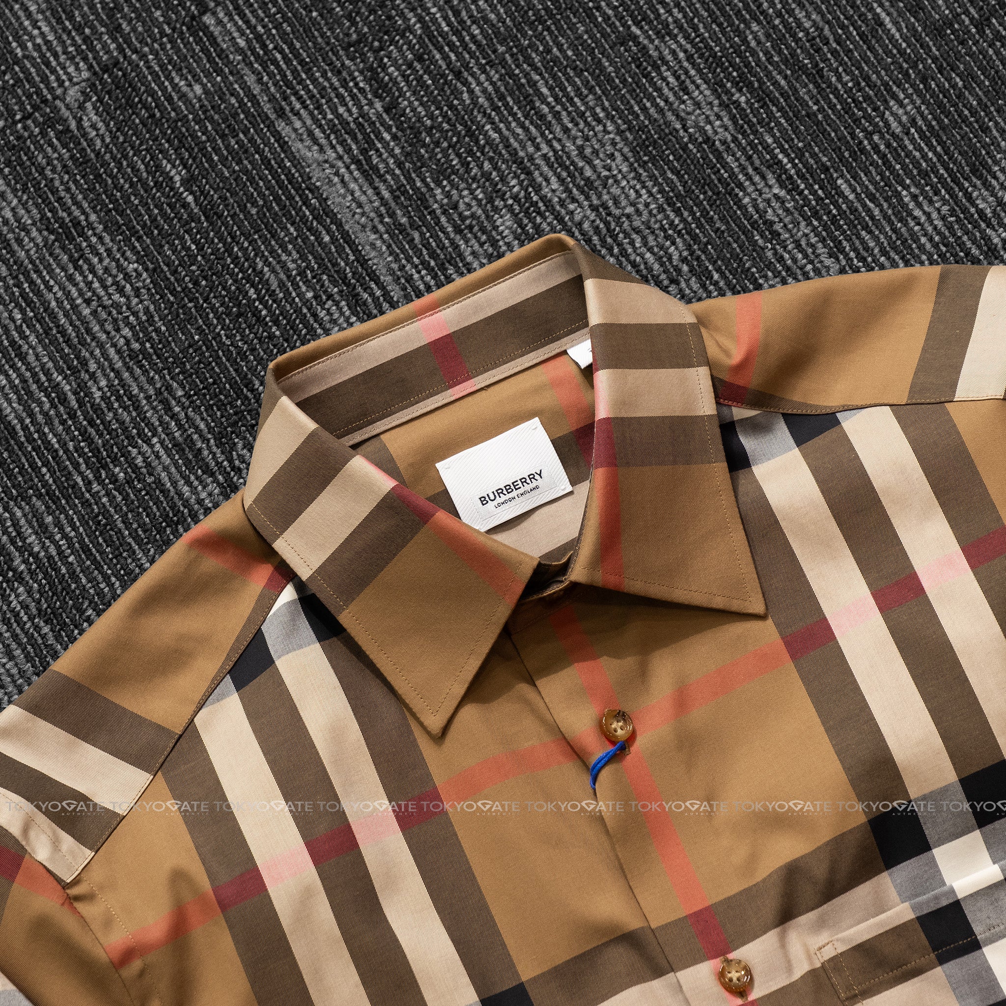 Áo sơ mi Burberry SS Claverdon Taupe Brown Slim Fit