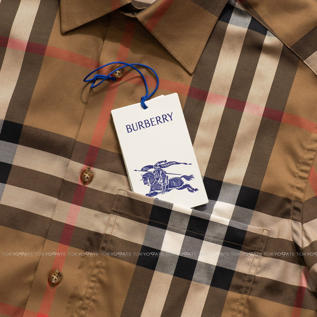 Áo sơ mi Burberry SS Claverdon Taupe Brown Slim Fit
